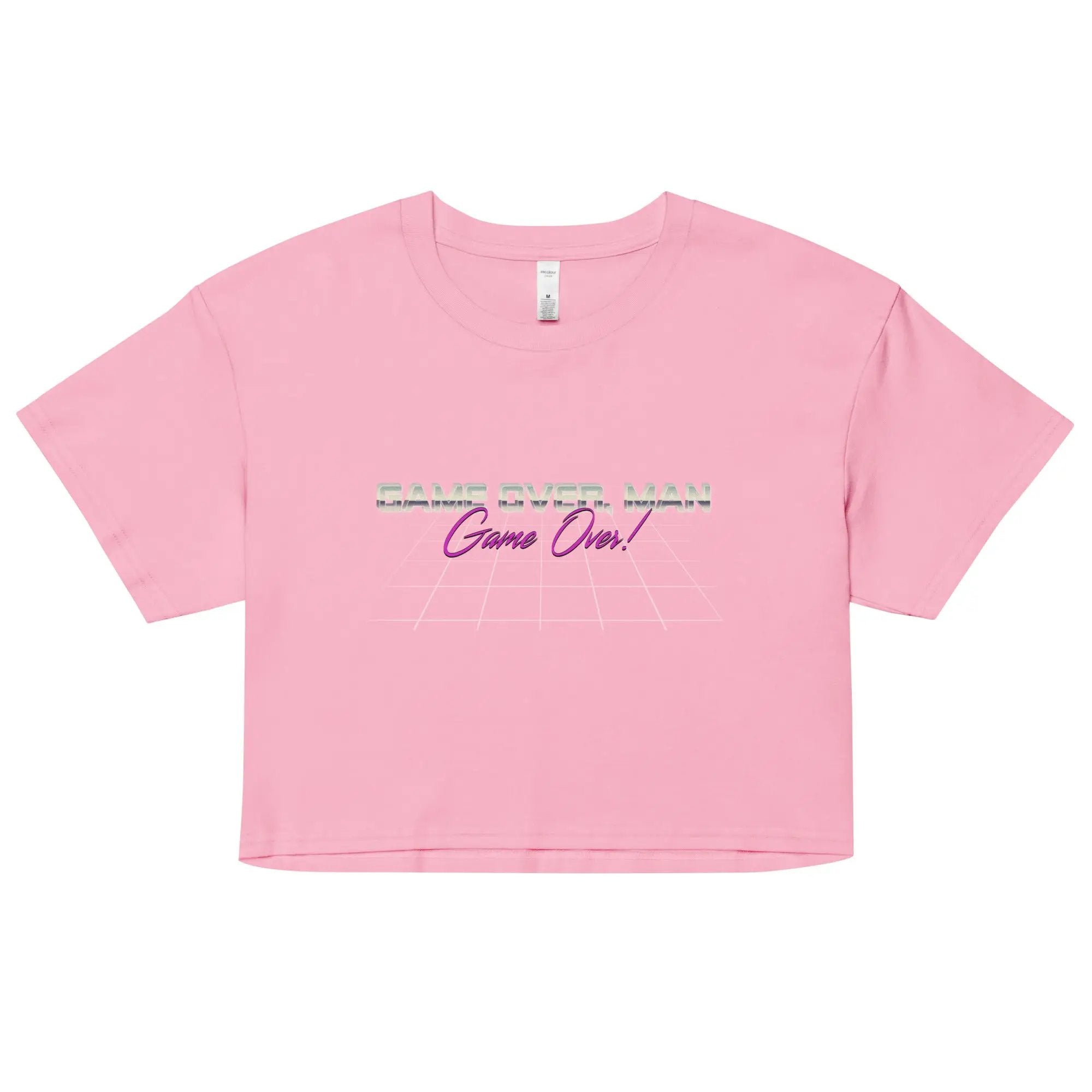 a pink crop top with the words come out on it