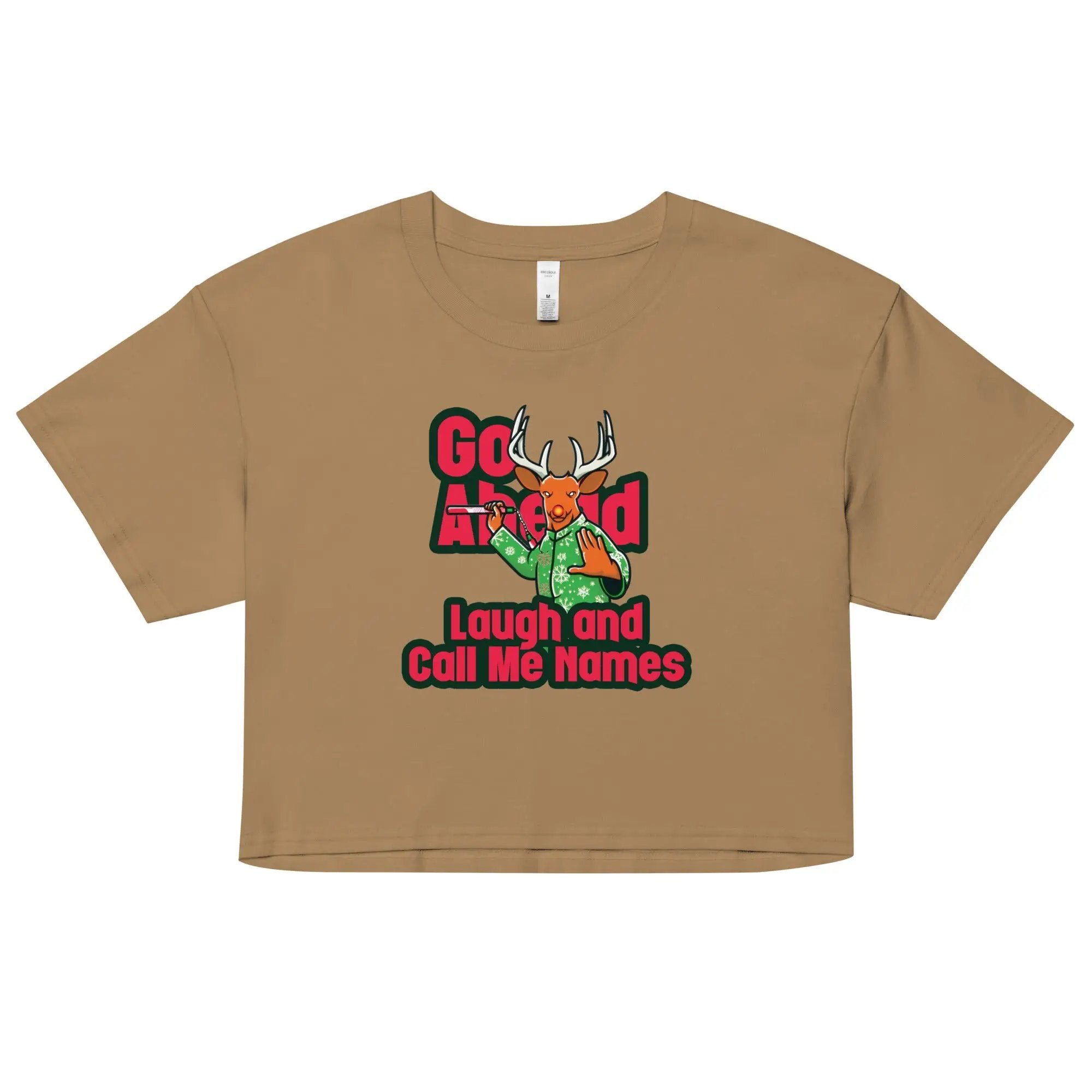 a tan t - shirt with a picture of a deer on it