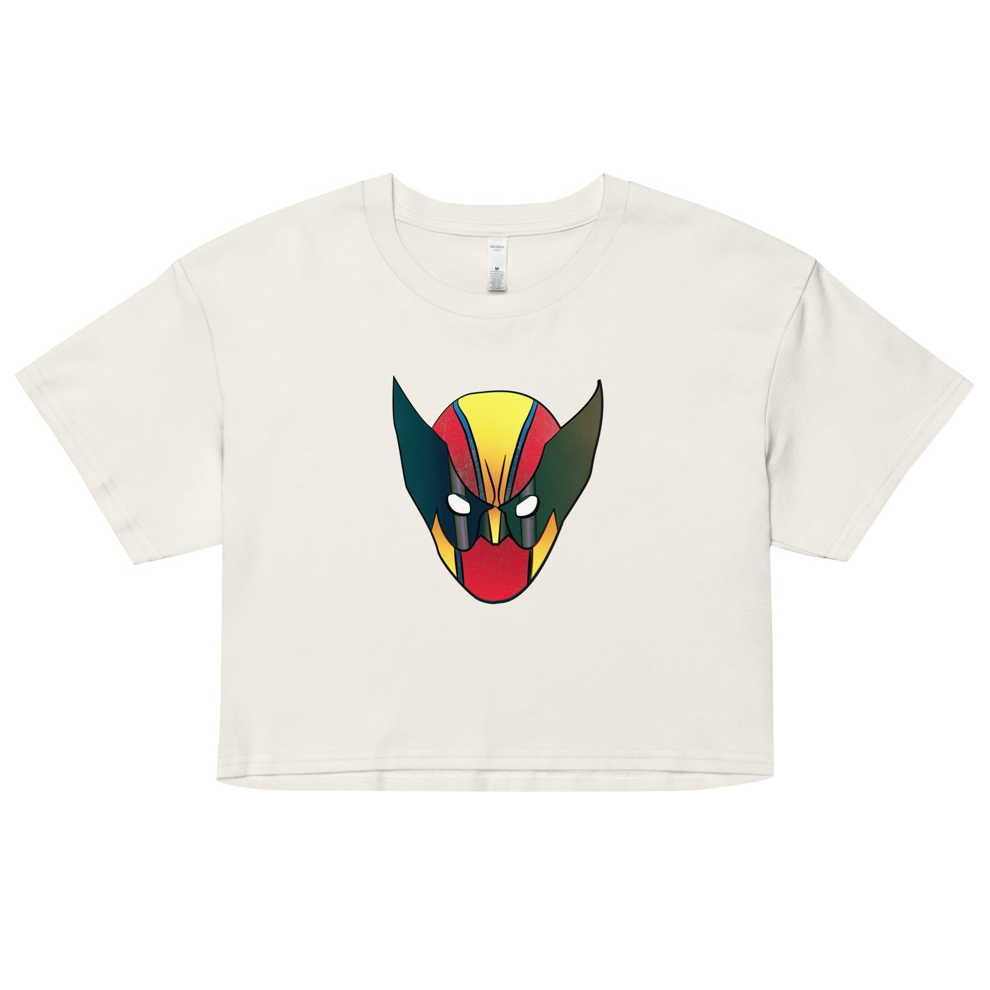 a white t - shirt with an image of a demon's head