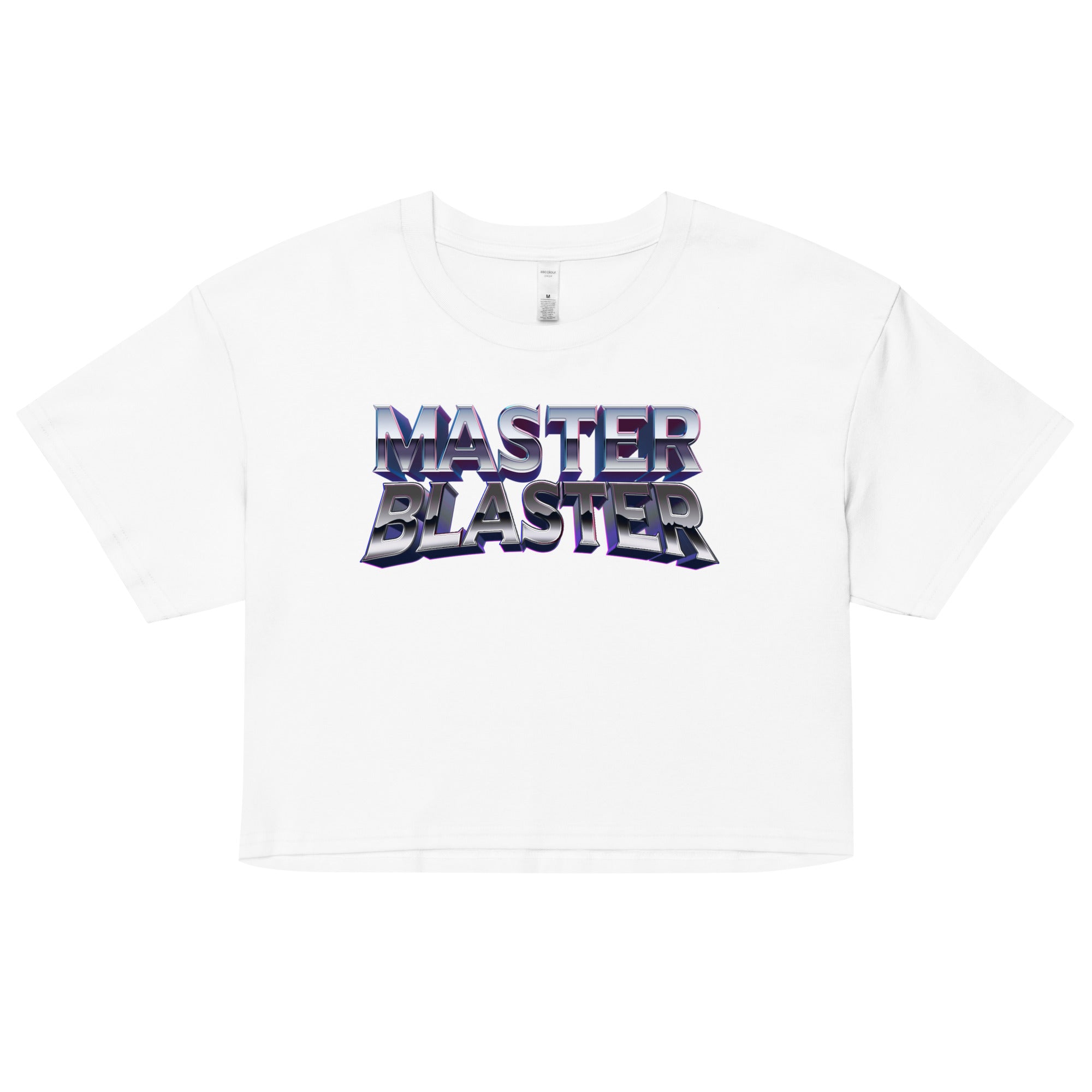 a white t - shirt with the words master blaster printed on it