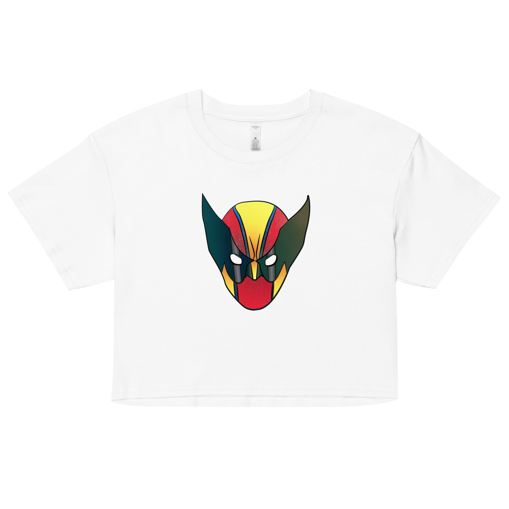 a white t - shirt with an image of a demon's head