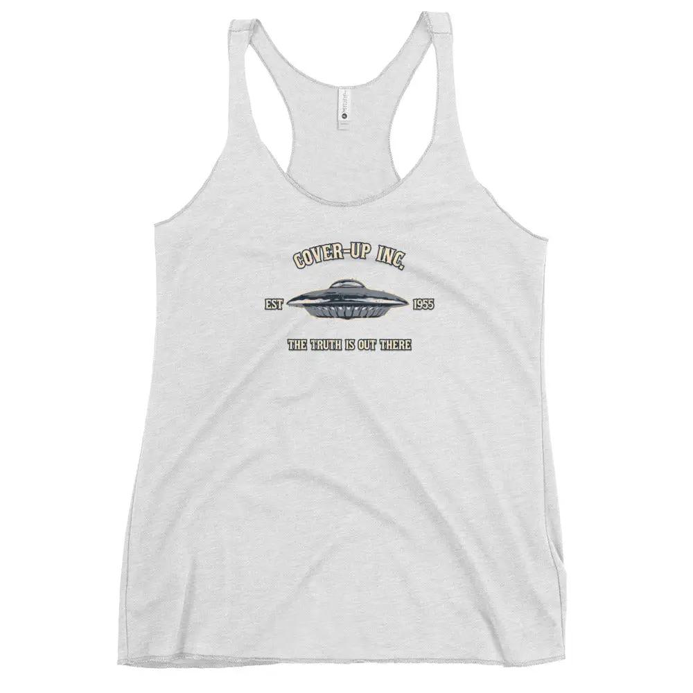 a women's tank top with a spaceship on it