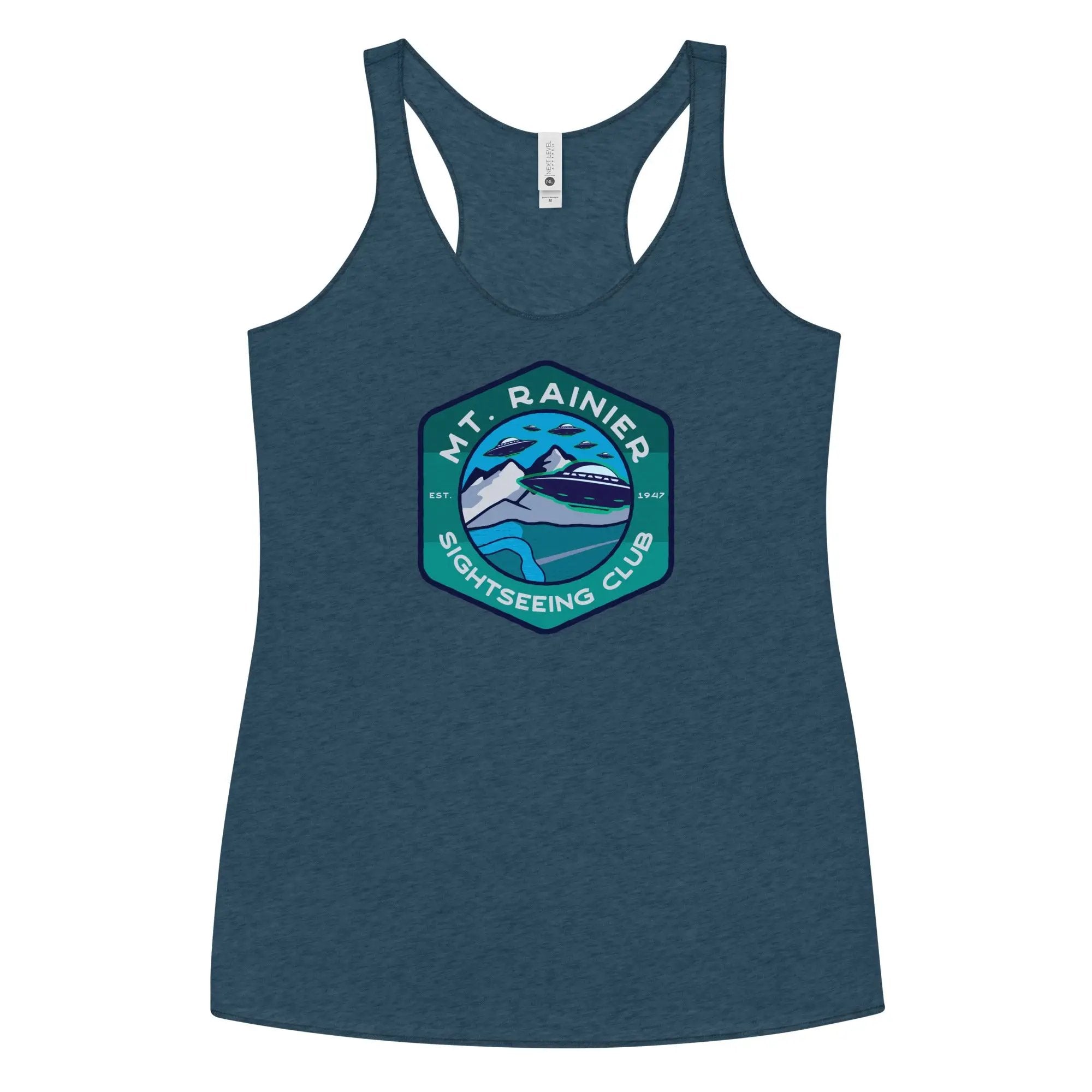 a women's tank top with the logo of a mountain