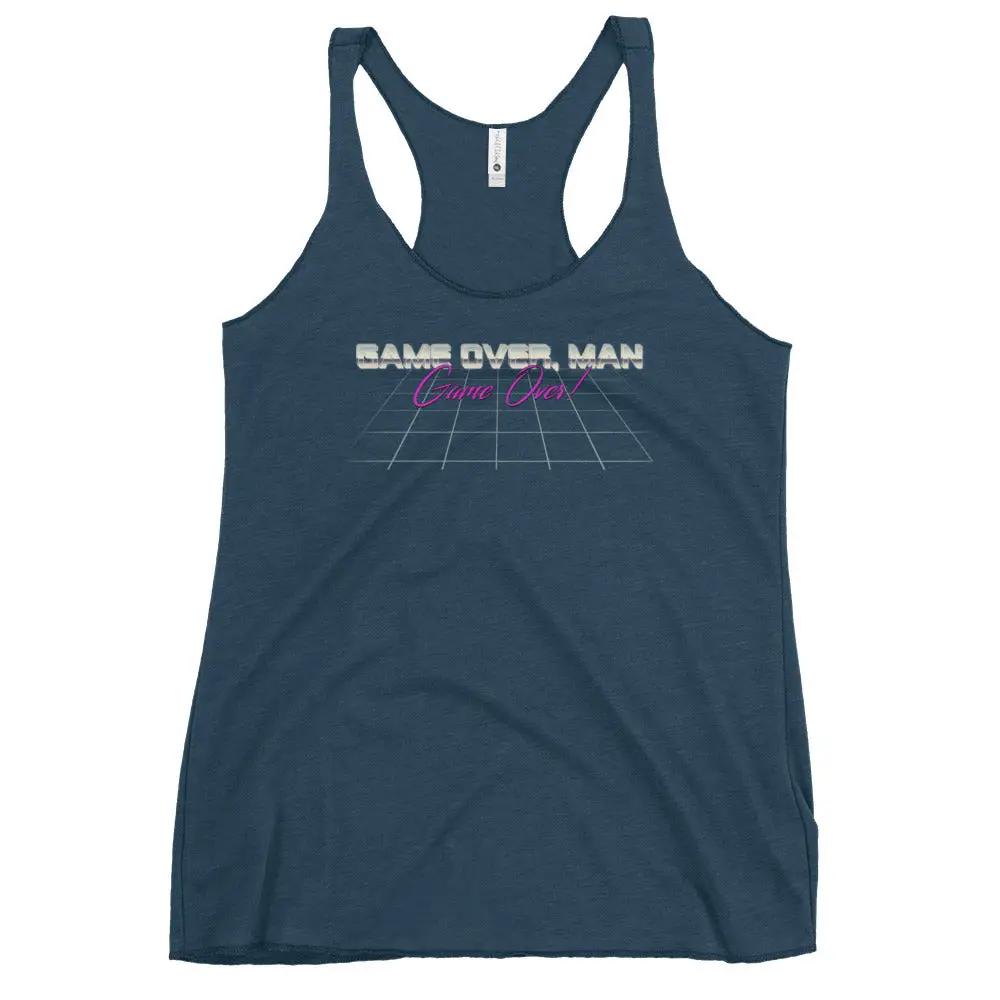 a women's tank top with the words sam over man on it