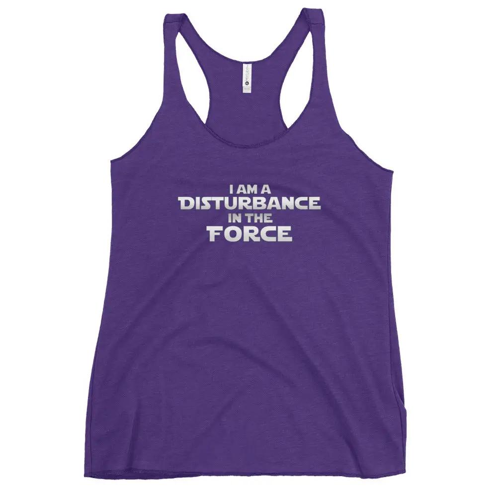 a purple tank top that says i am a distance in the force