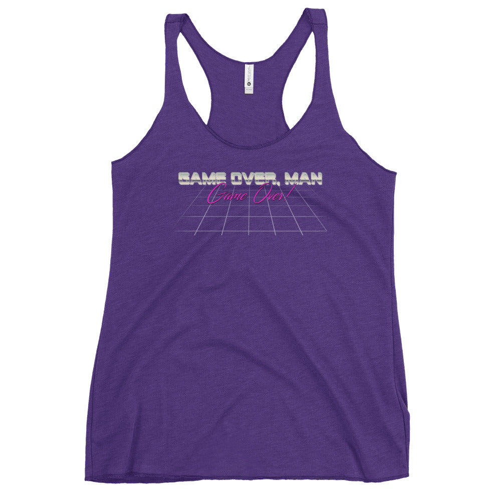 a women's tank top with the words sam over man on it