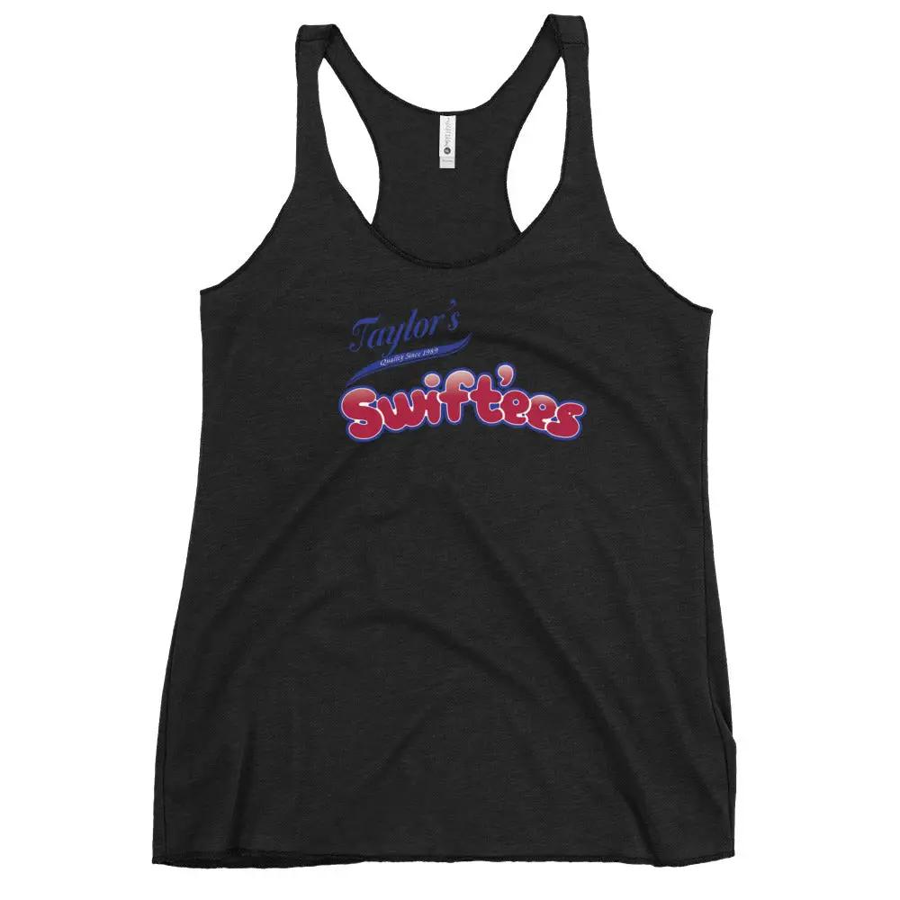 a women's black tank top with the words,'taylor's surf