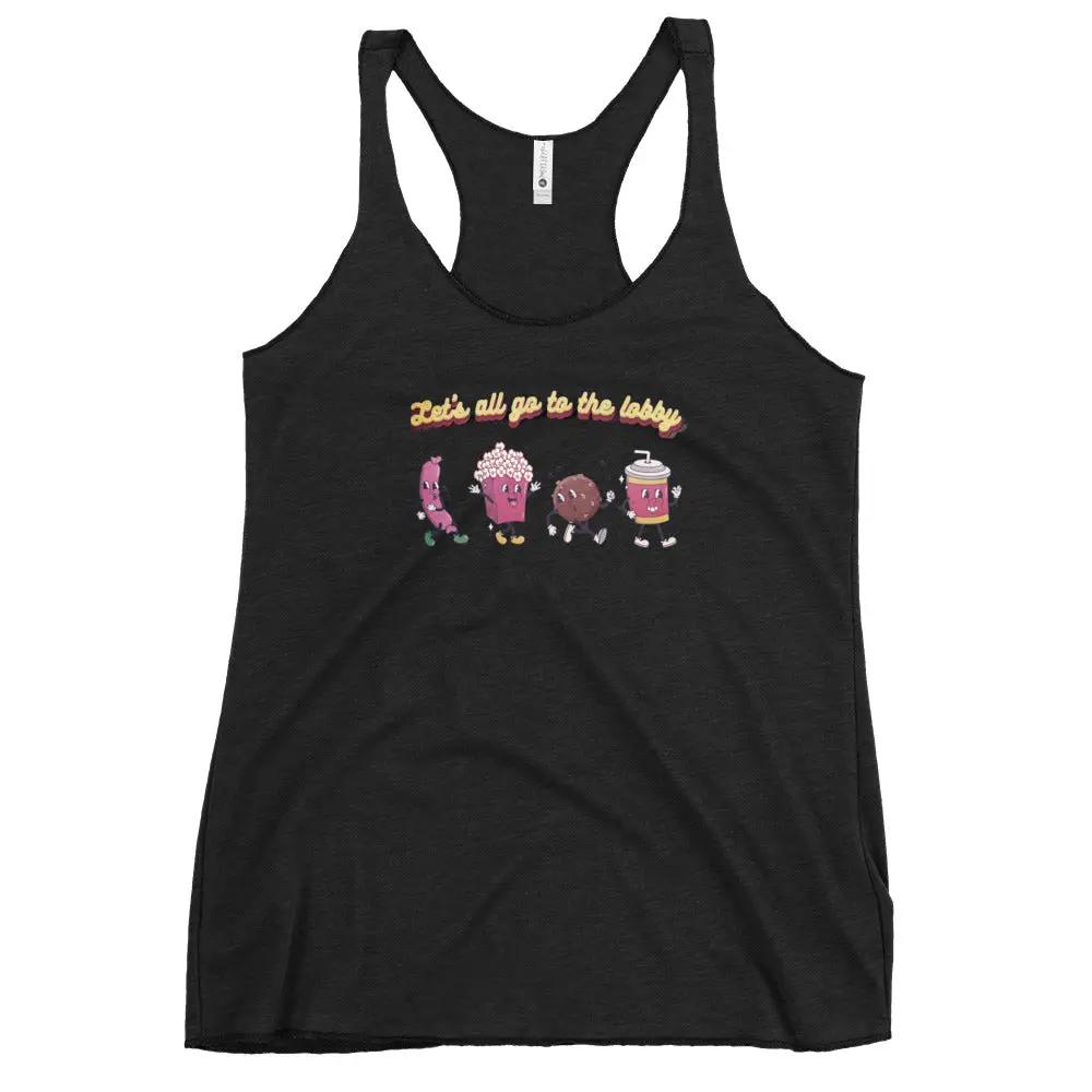 a women's black tank top with the words, don't let the