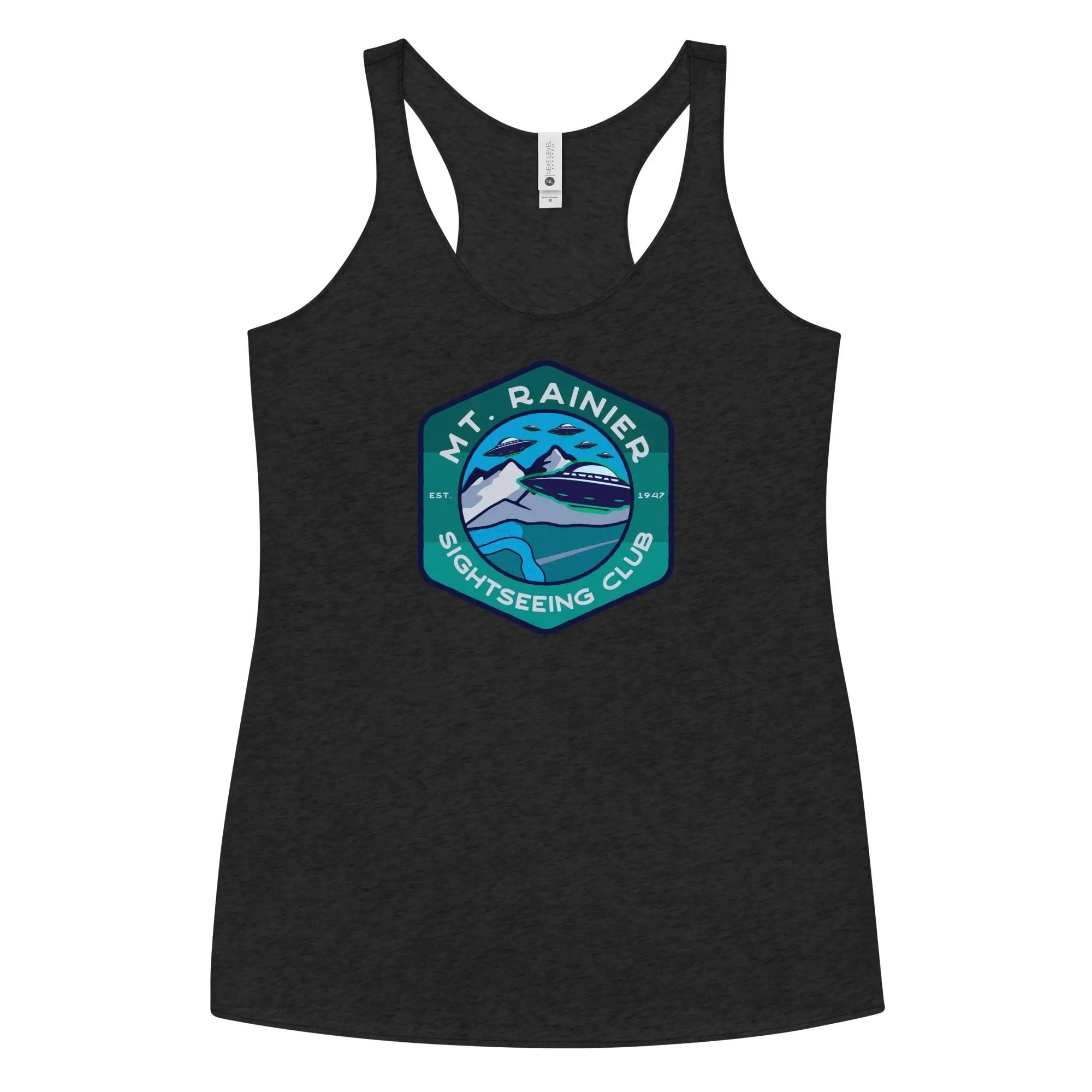 a women's tank top with the logo of a mountain