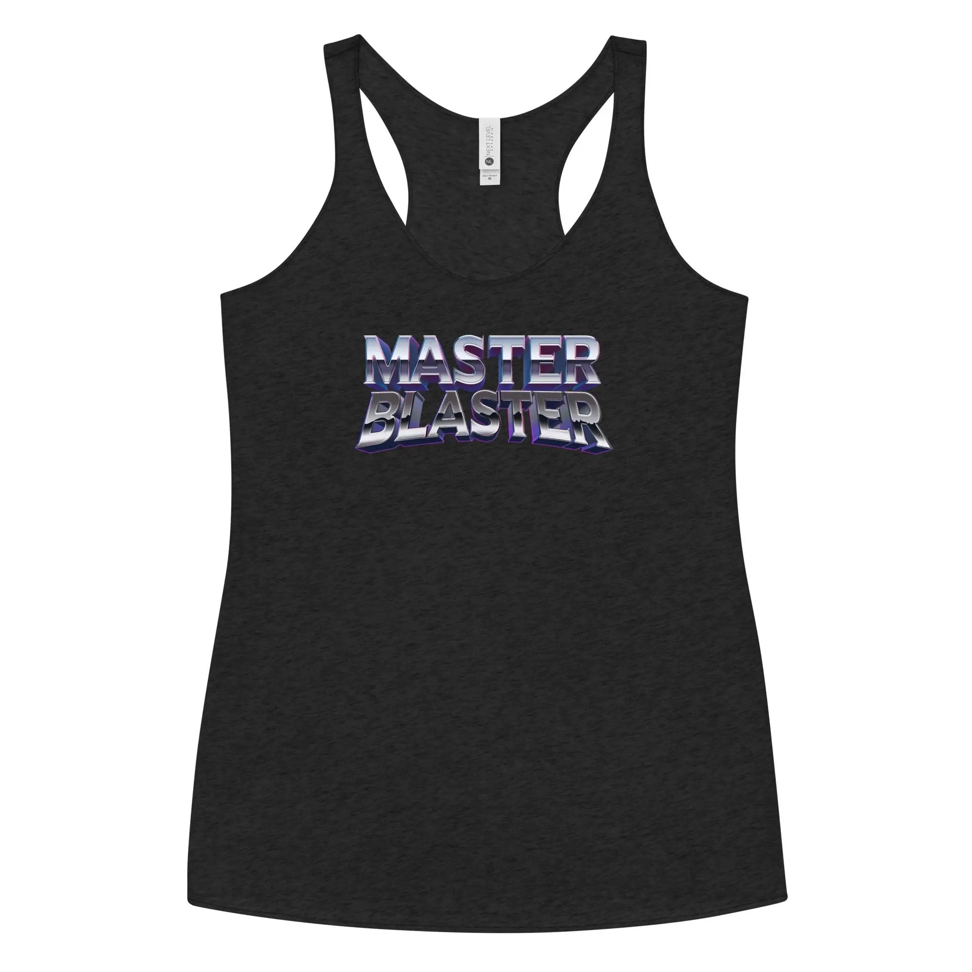 a black tank top with the words master blaster on it