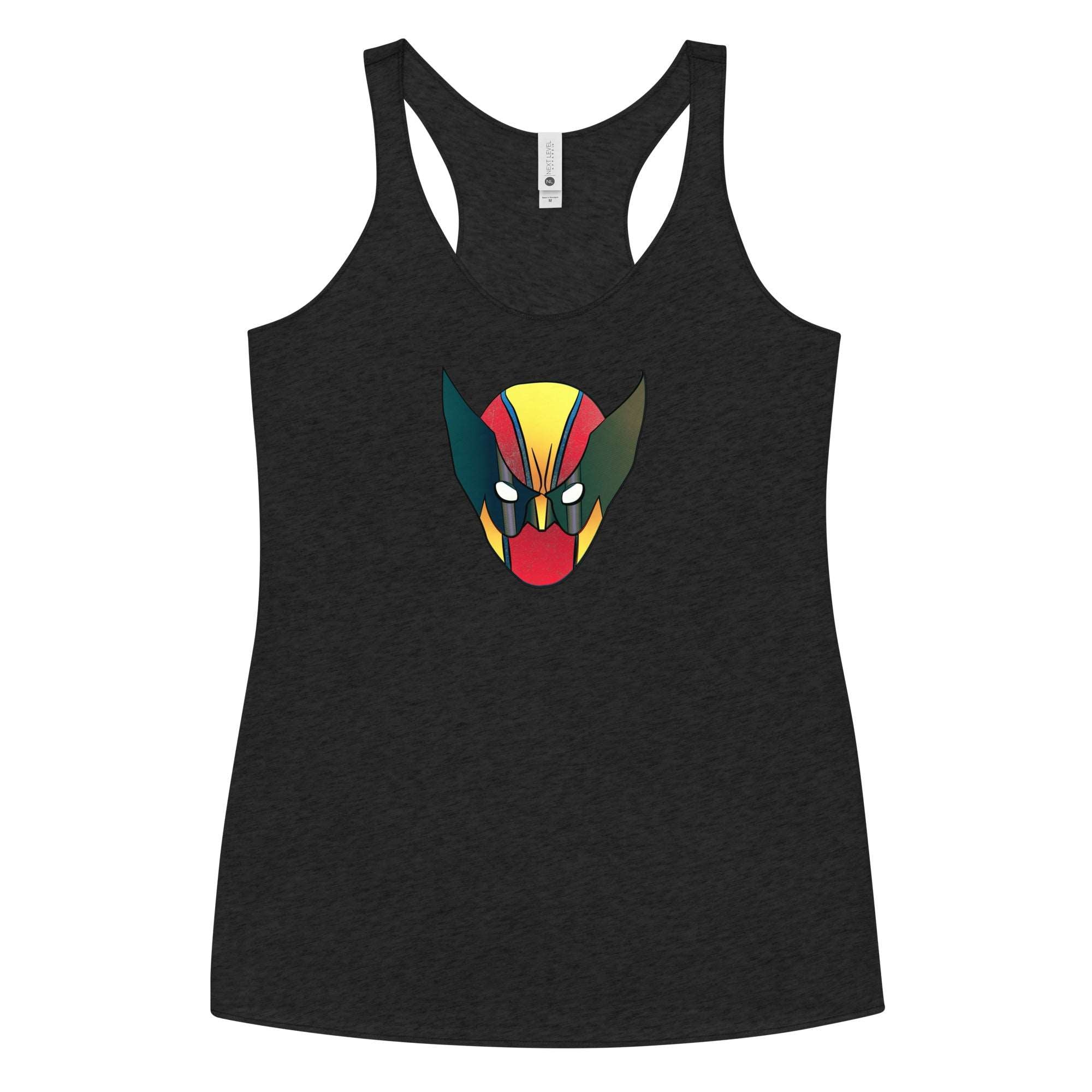 a women's tank top with a graphic of a cat's head