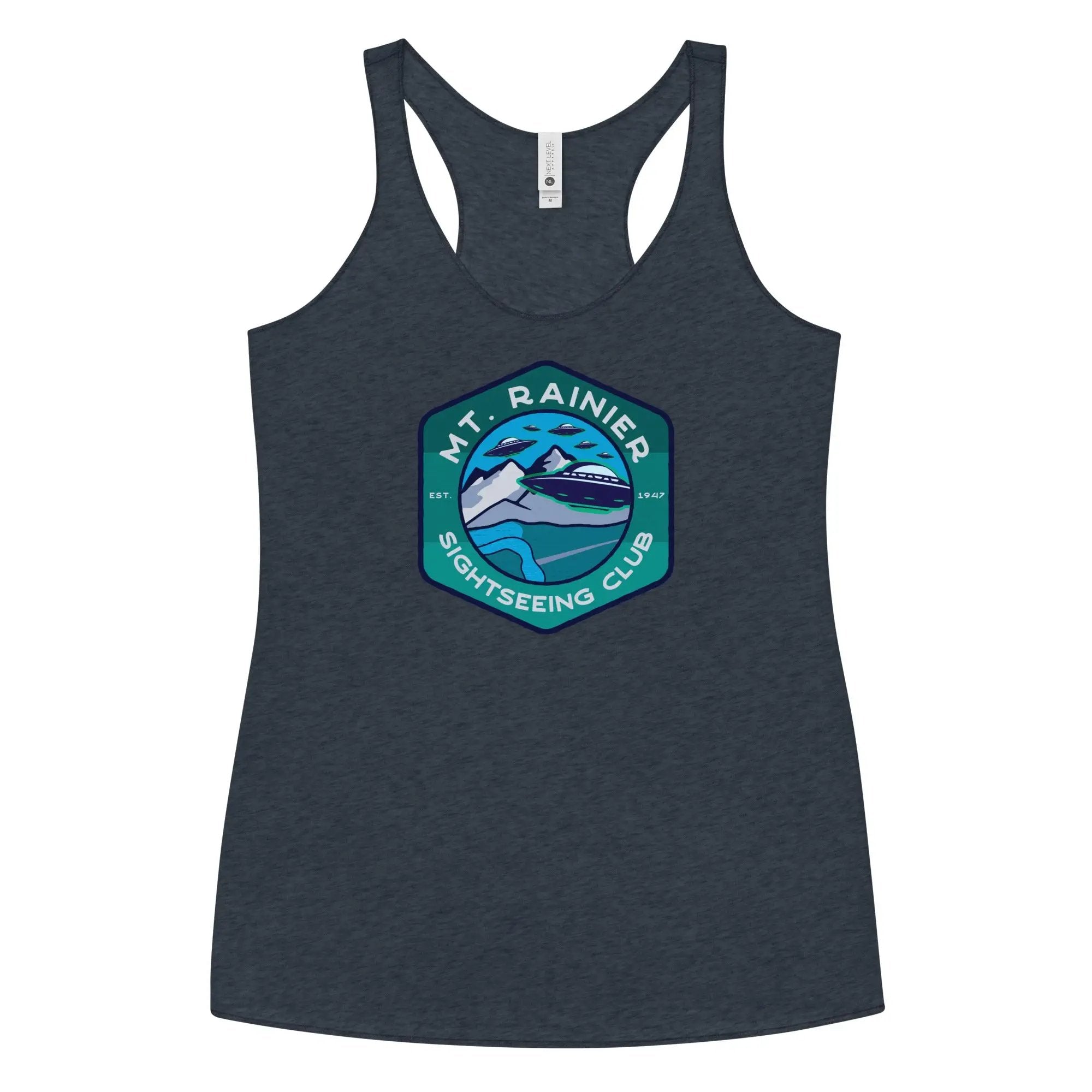 a women's tank top with the logo of a mountain