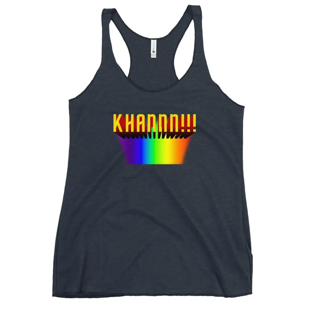 a women's tank top with a rainbow in the middle