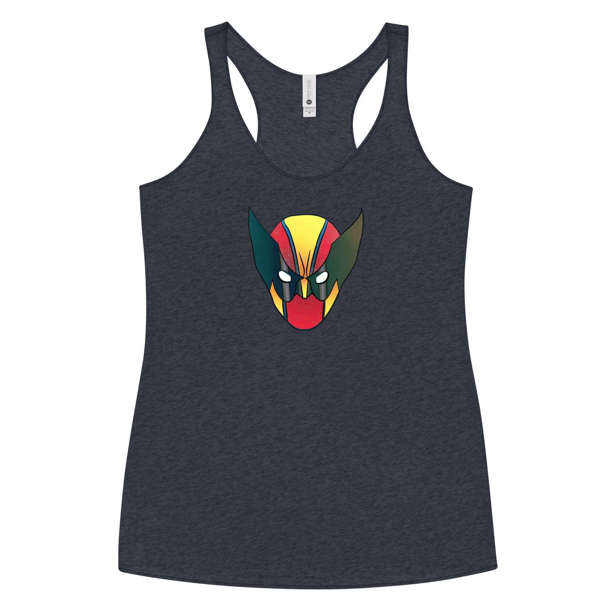 a women's tank top with a graphic of a cat's head