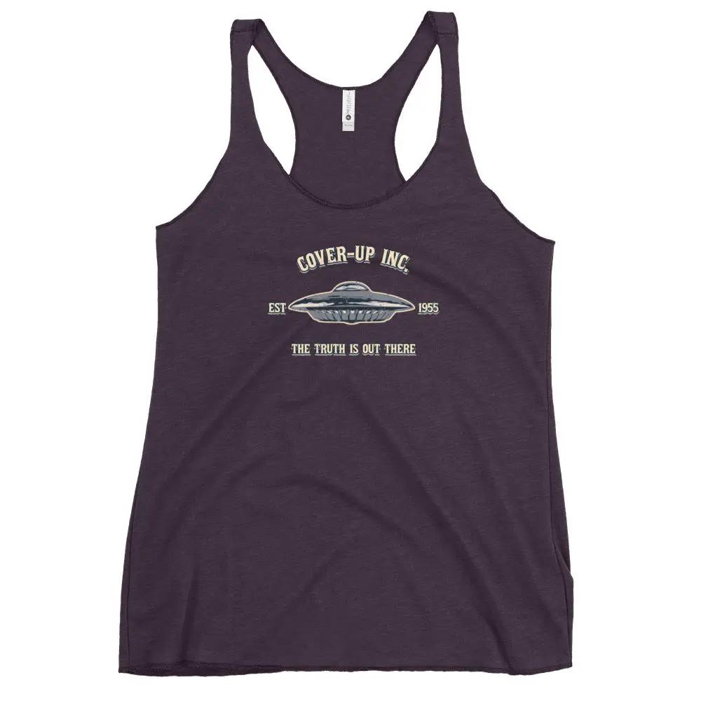 a women's tank top with the logo of a flying saucer