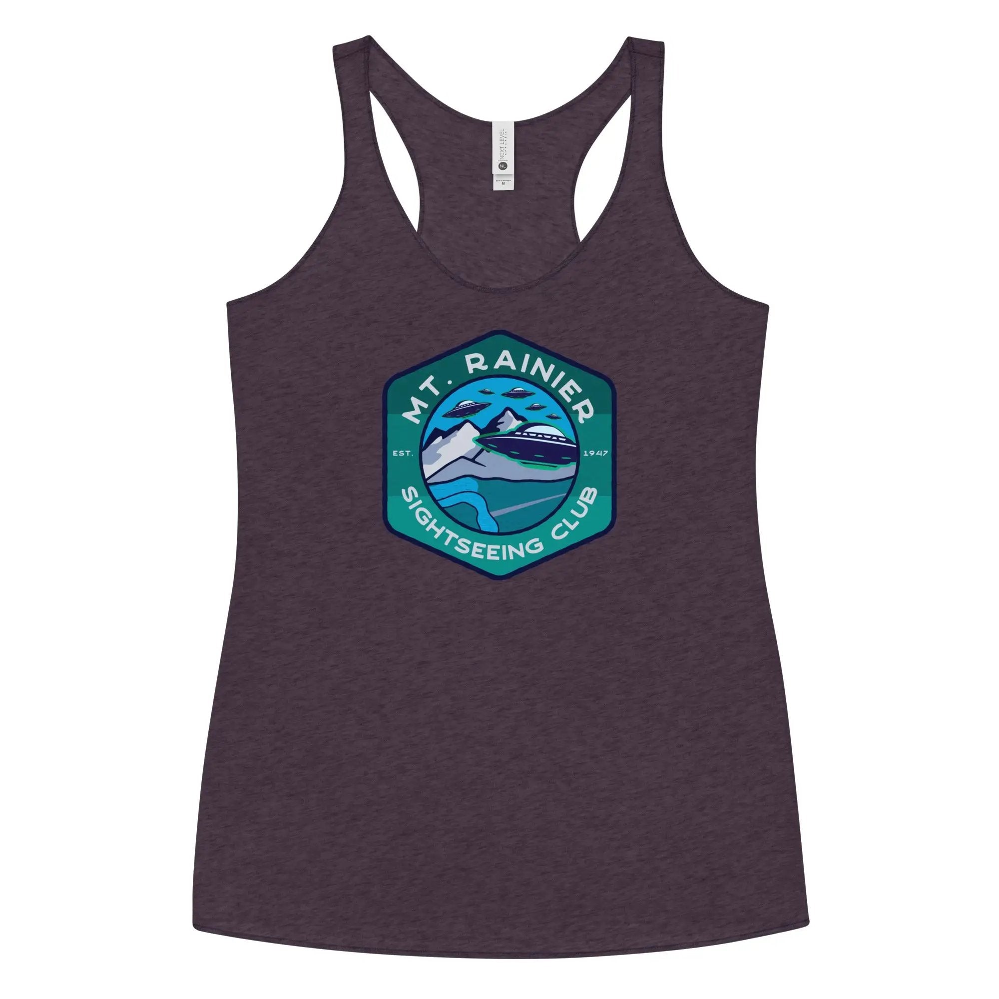 a women's tank top with the logo of a mountain