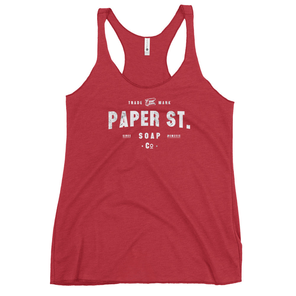 a red tank top that says paper st