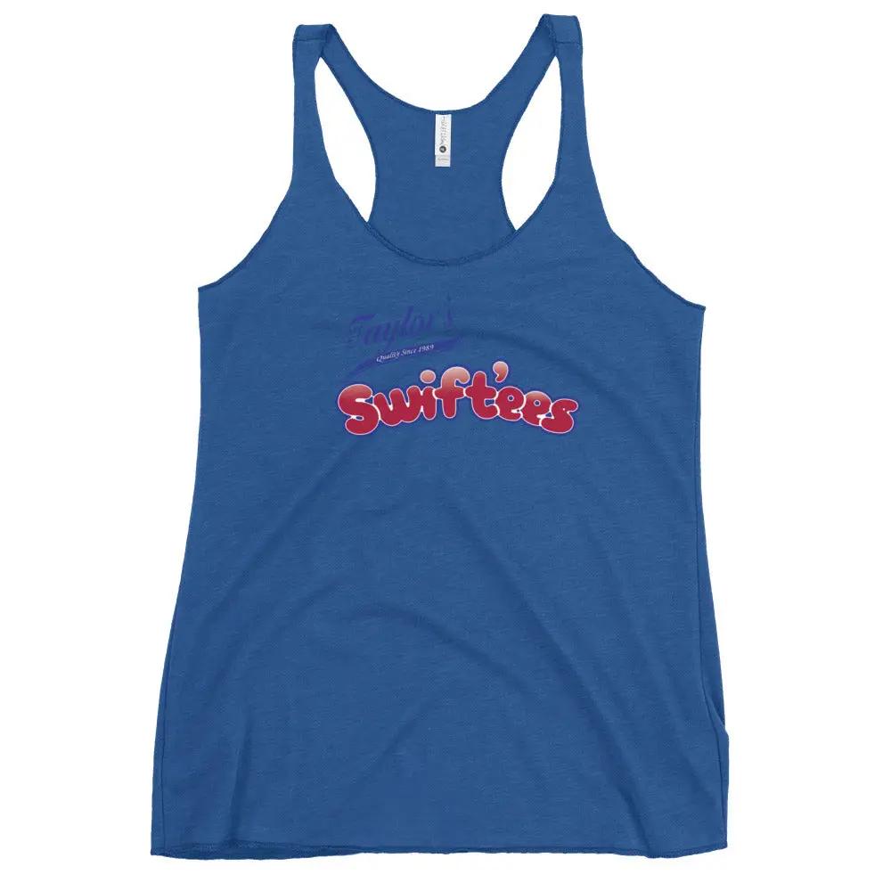 a women's blue tank top with the words, sunflowers on it