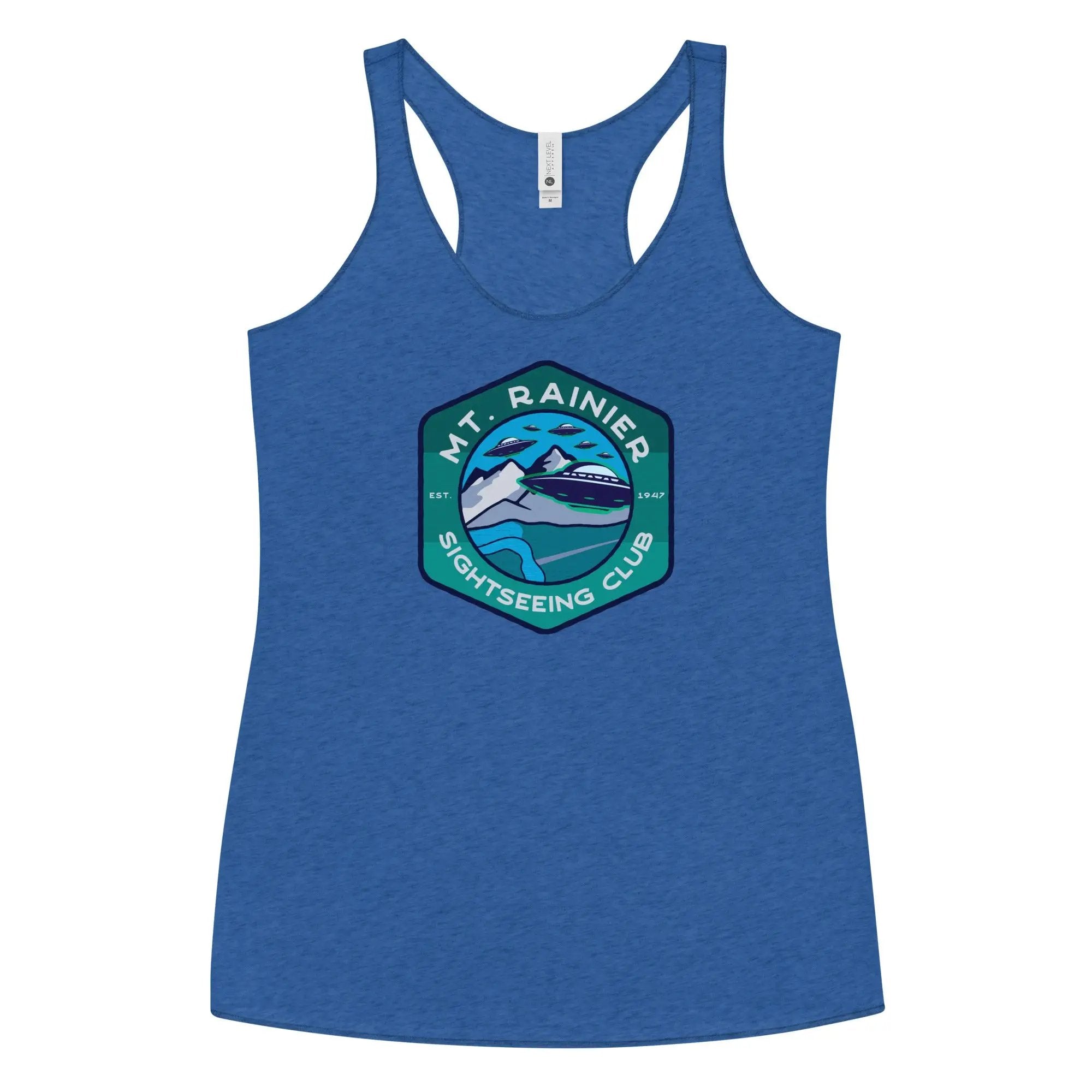 a women's tank top with the logo of a mountain