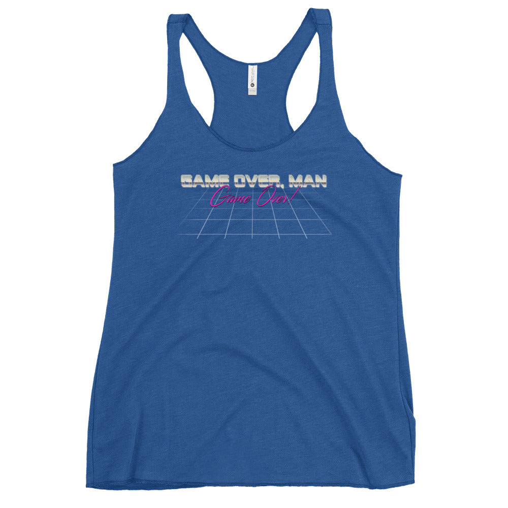 a women's tank top with the words sam over man on it