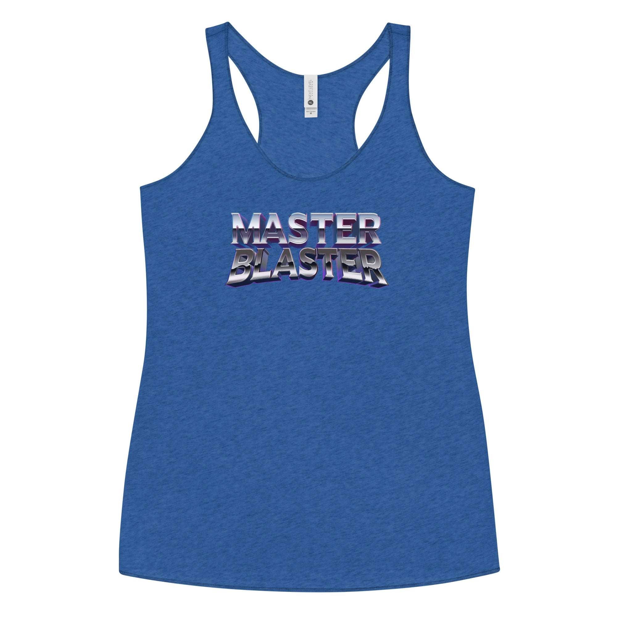a blue tank top that says master blaster