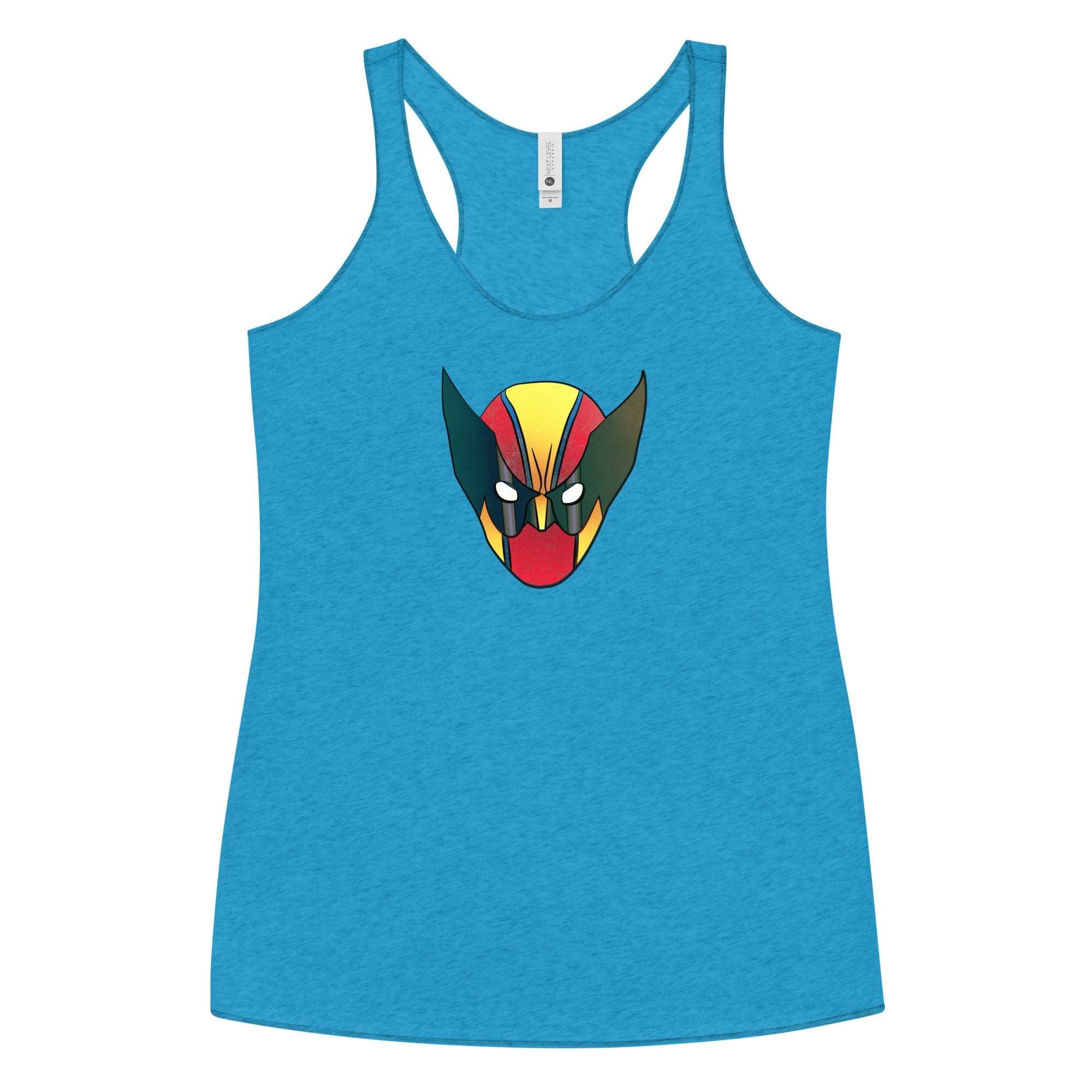 a women's tank top with an image of a demon's head