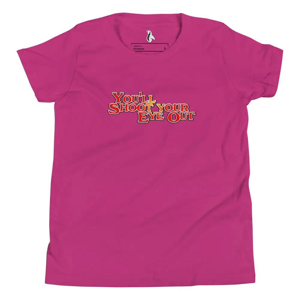 a pink t - shirt with the words you shoot your shit out on it