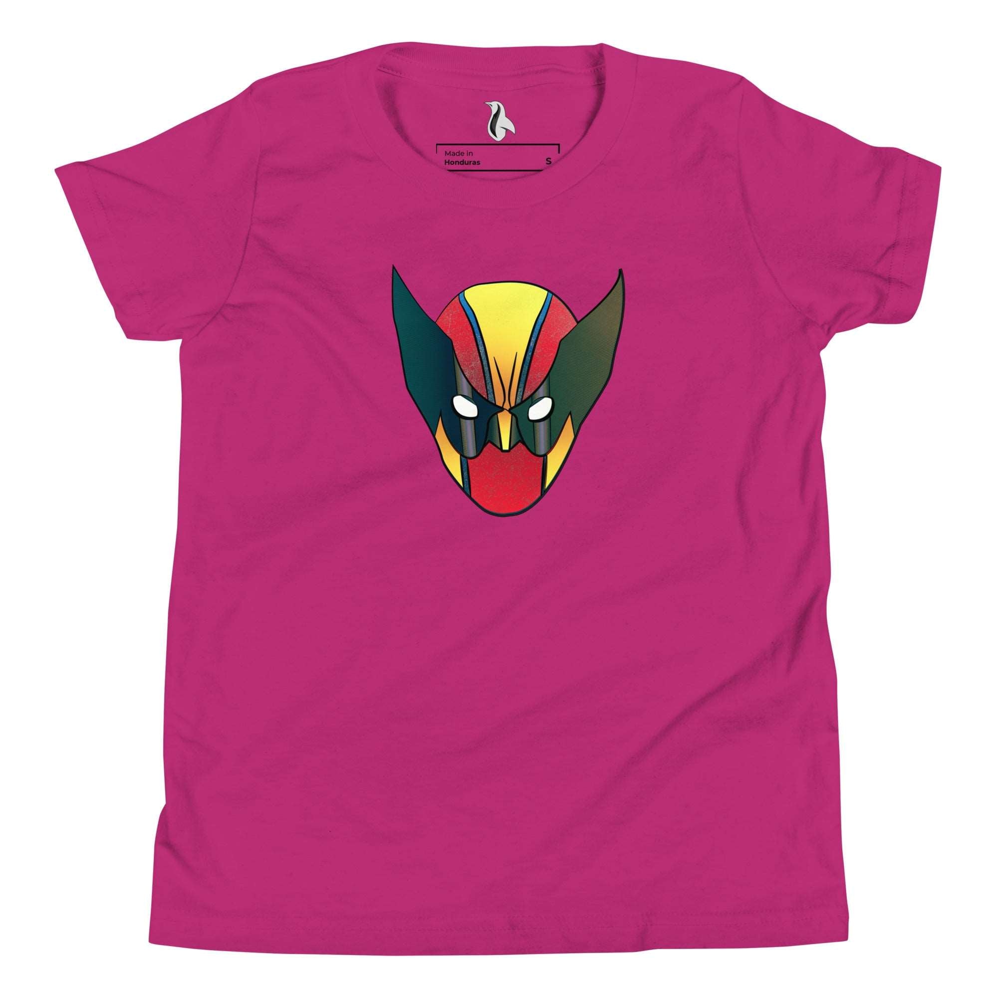 a women's pink t - shirt with an image of a demon's