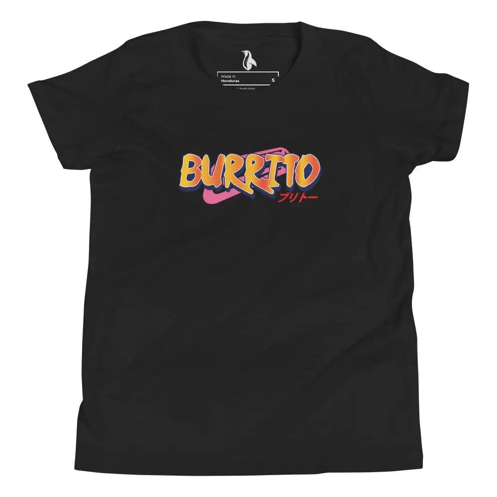 a black t - shirt with the word burrito printed on it