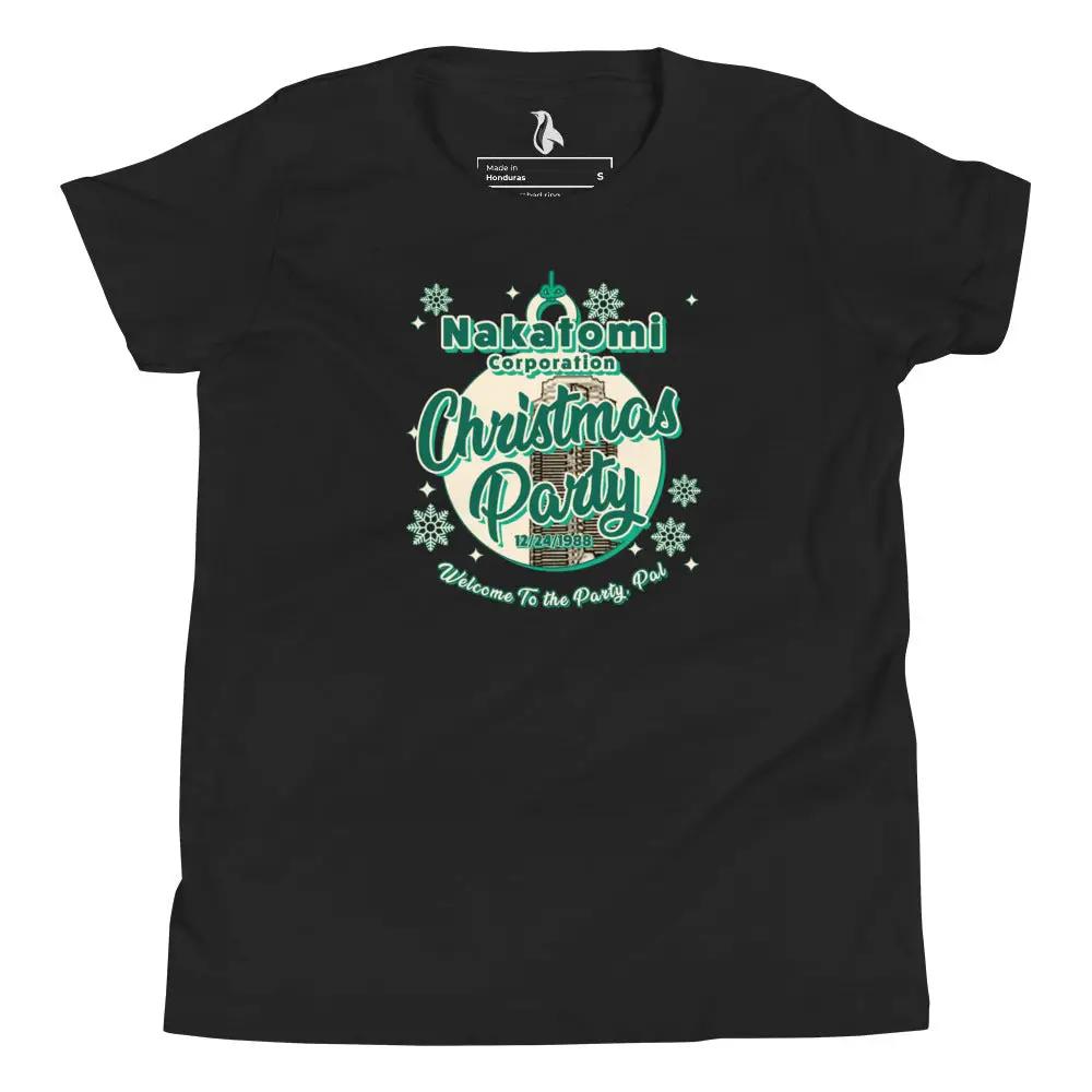 a black t - shirt with the words christmas party on it