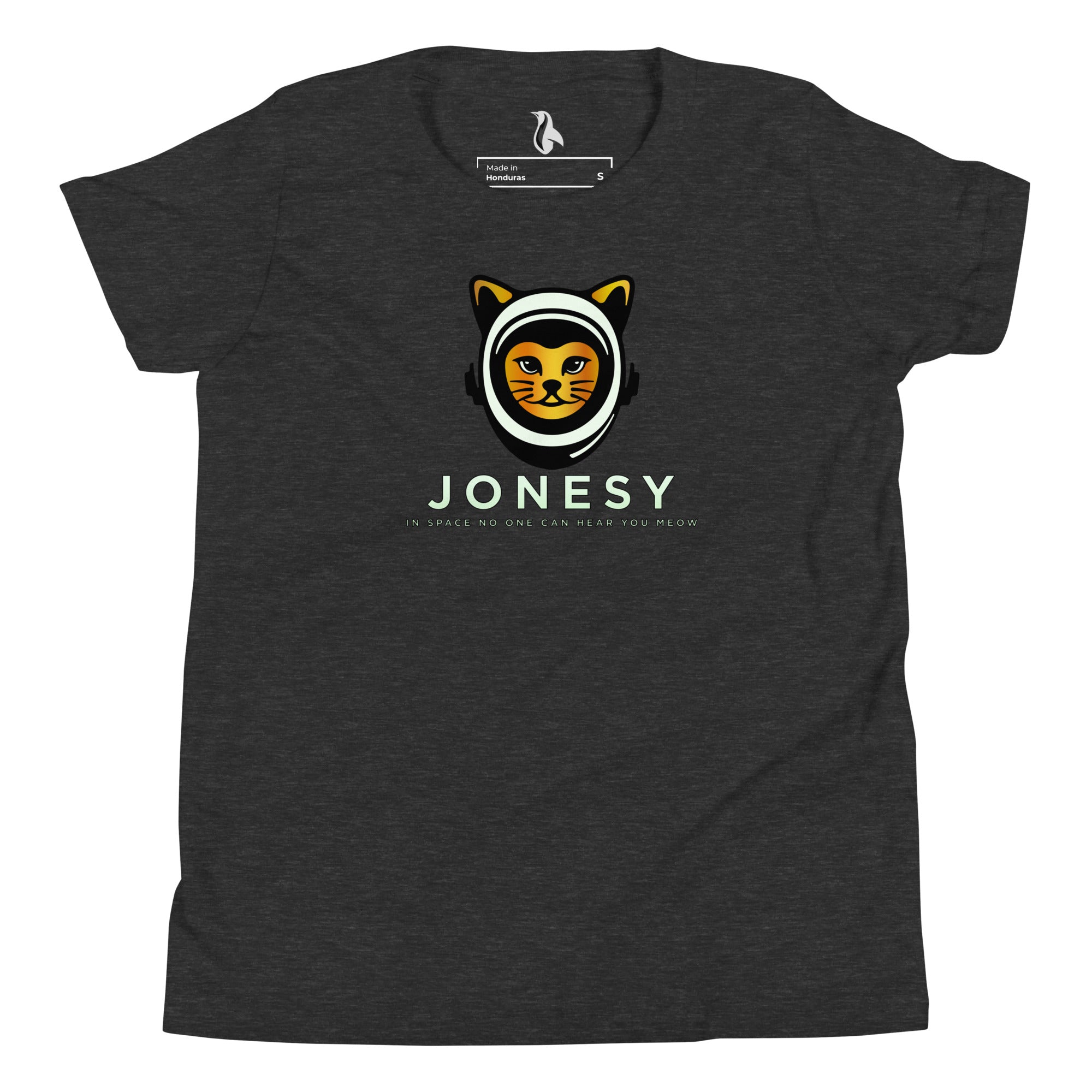 a black t - shirt with a picture of a cat on it