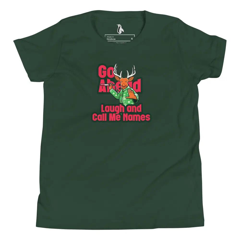 a green t - shirt with an image of a deer on it