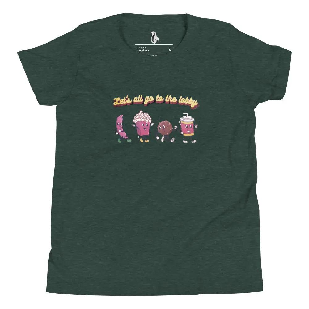a green t - shirt with three cartoon characters on it