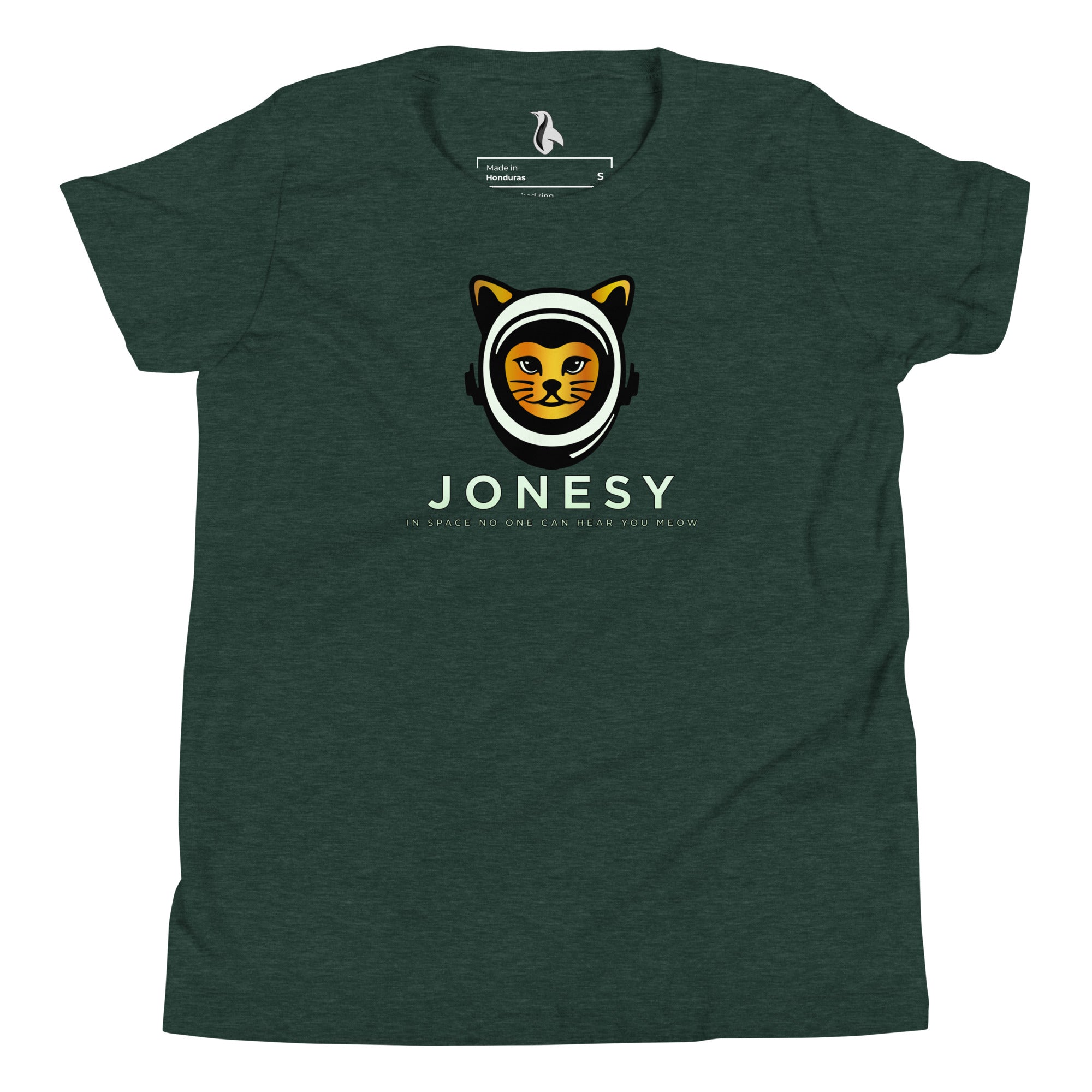 a green t - shirt with a cat's head on it