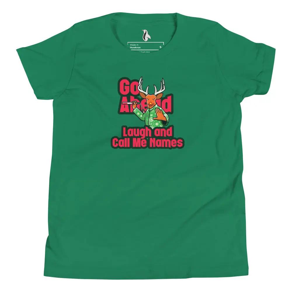 a green t - shirt with a deer on it