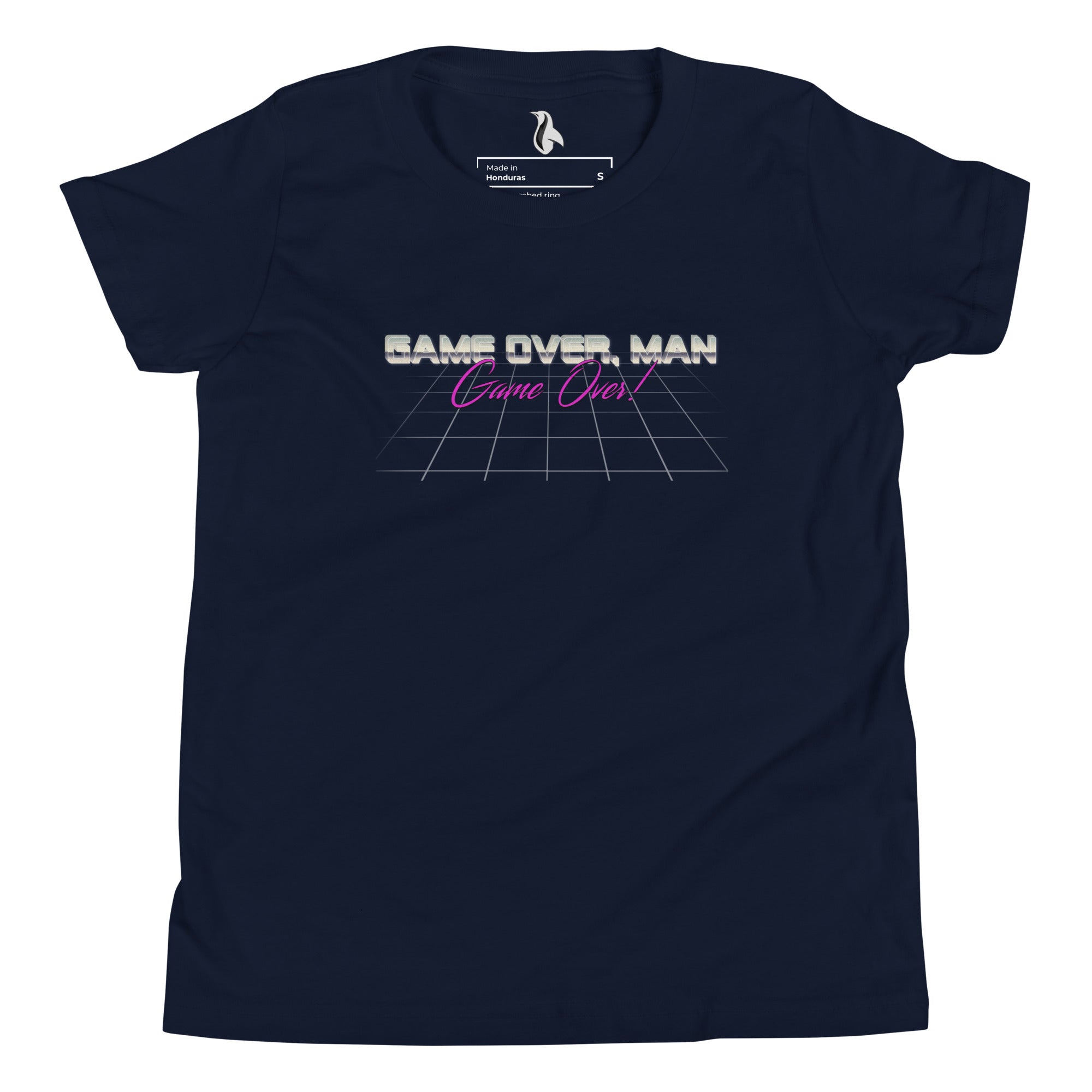 a navy t - shirt with the words same over man on it