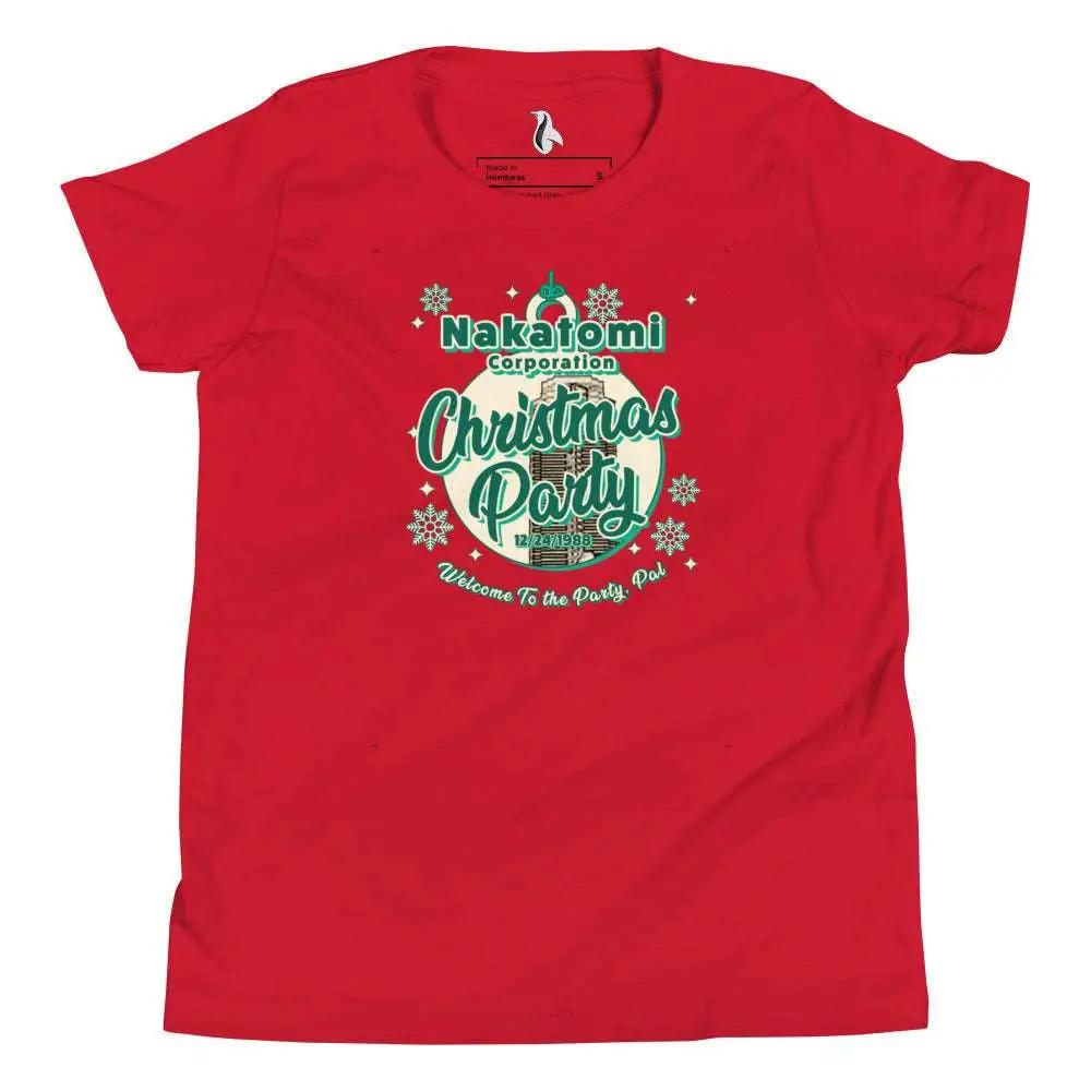 a red t - shirt with the words christmas party on it