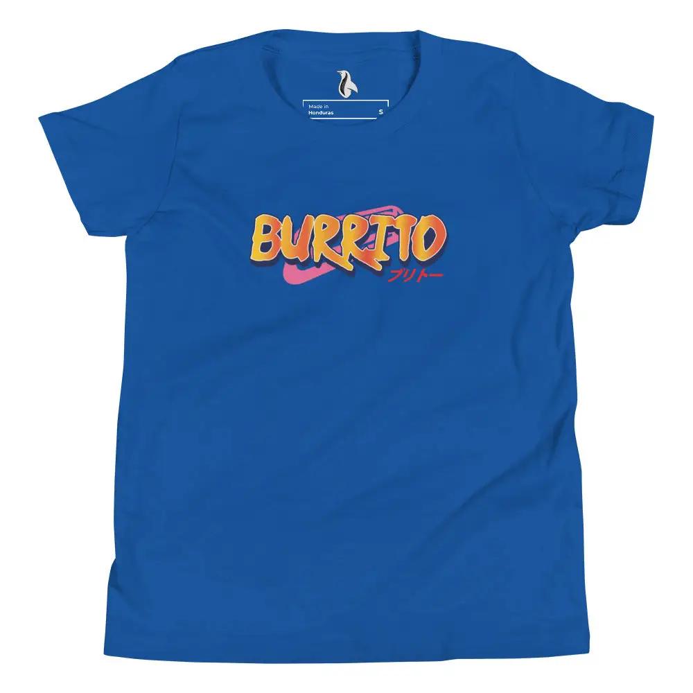 a blue t - shirt with the word burrito on it