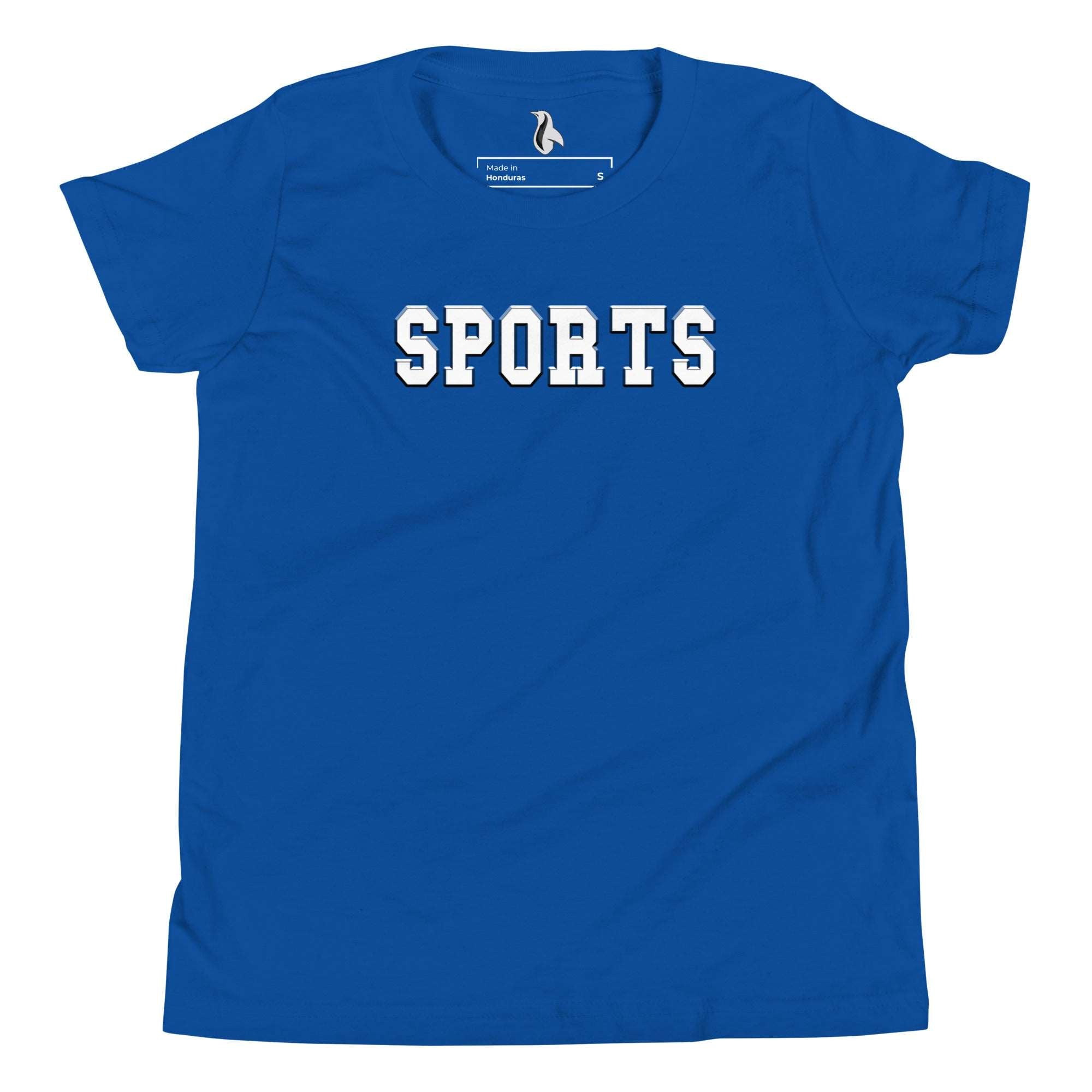 a blue t - shirt with the words sports on it
