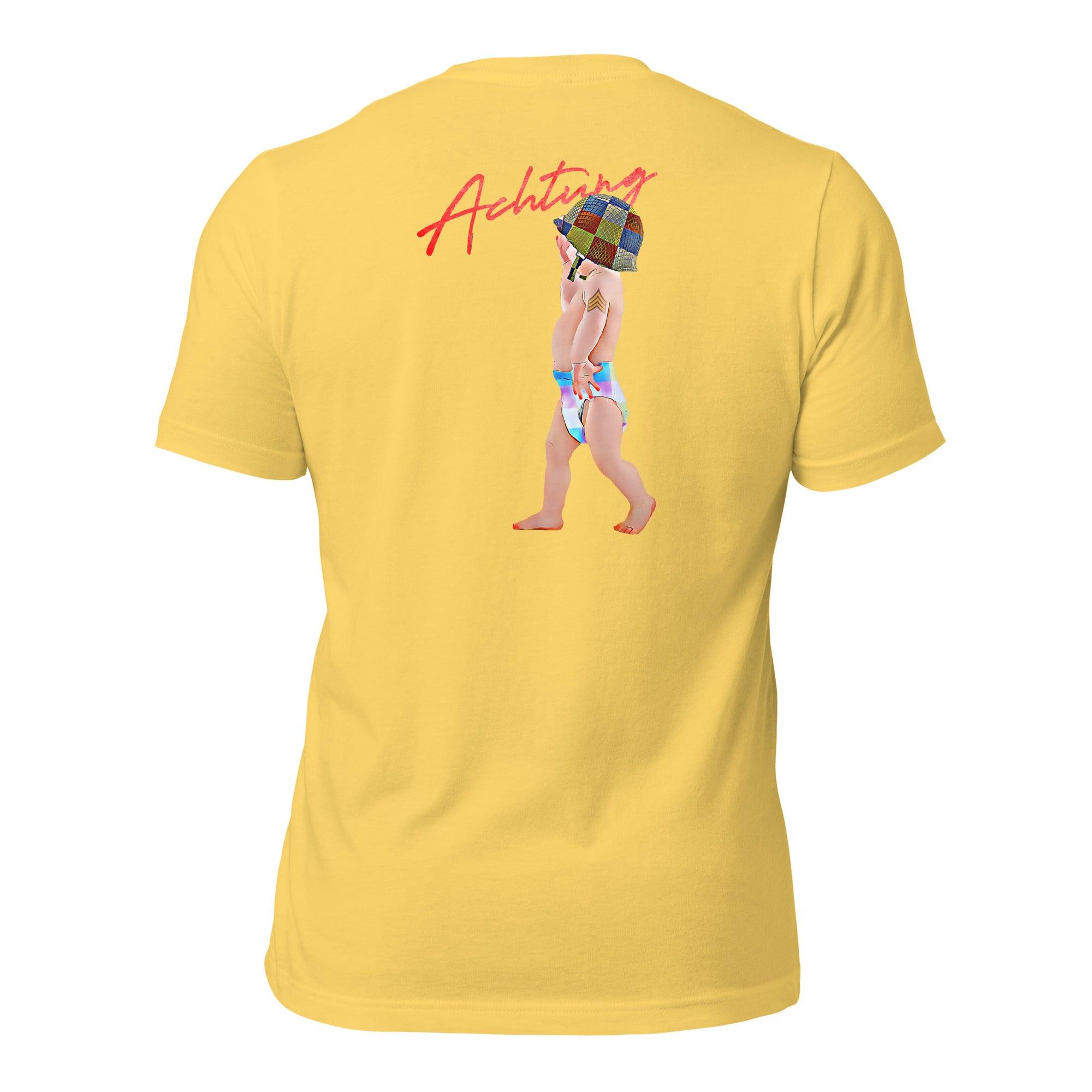 Achtung baby Unisex t-shirt (BACK) VAWDesigns