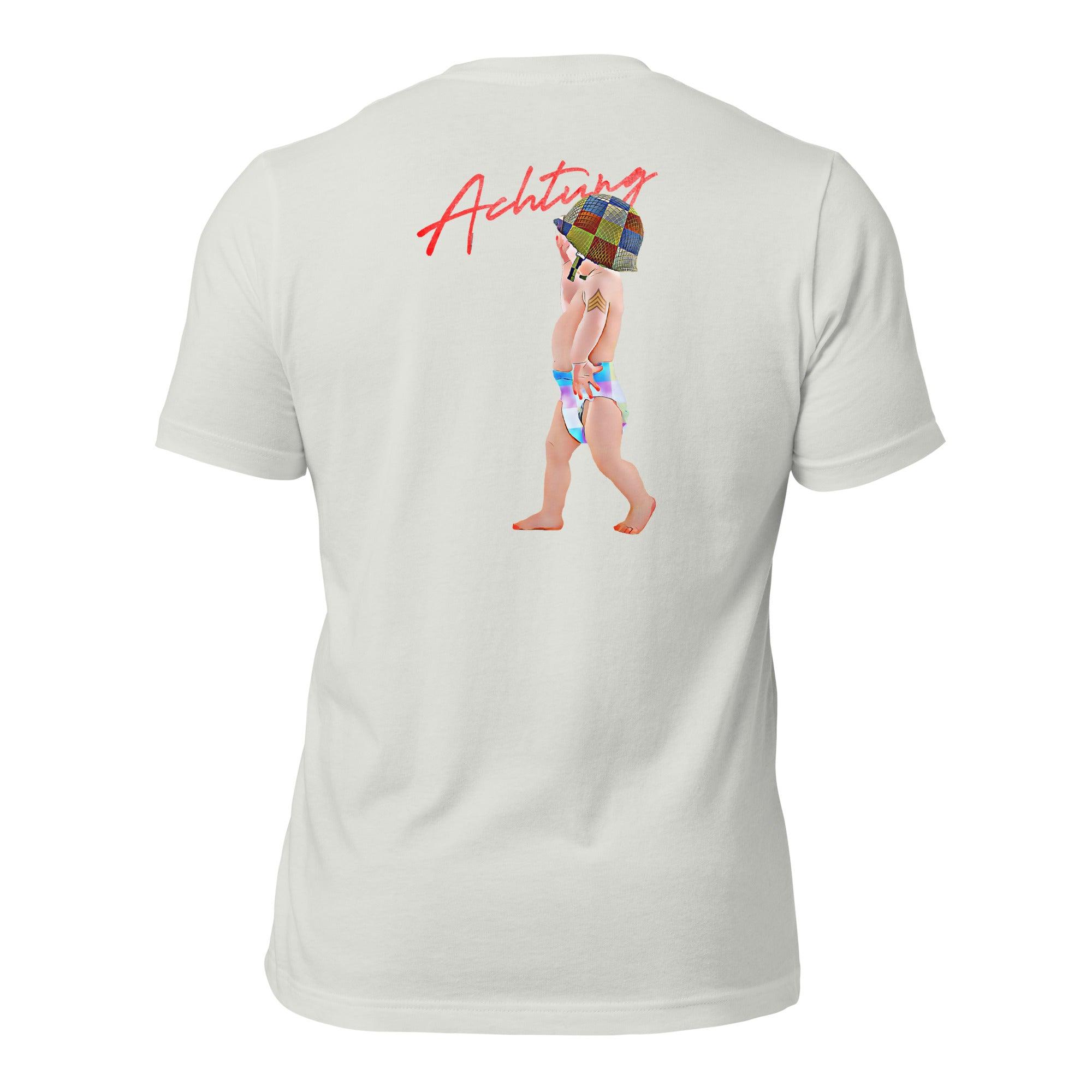 Achtung baby Unisex t-shirt (BACK) VAWDesigns