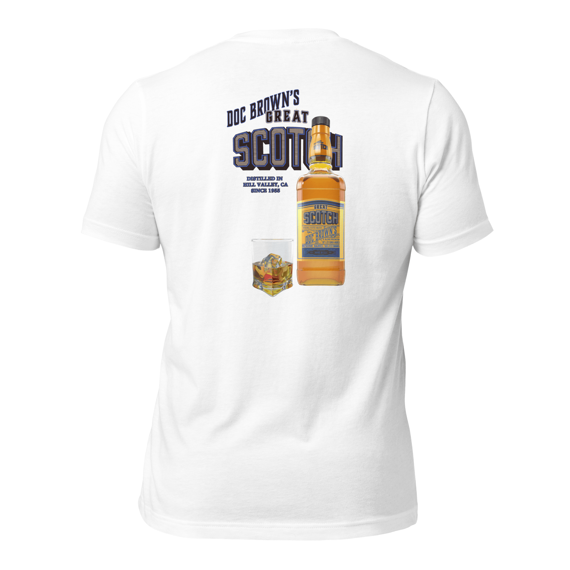 Doc Brown's Great Scotch Unisex t-shirt (BACK) VAWDesigns