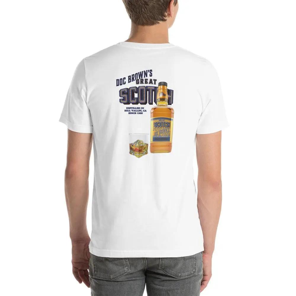 Doc Brown's Great Scotch Unisex t-shirt (BACK) VAWDesigns