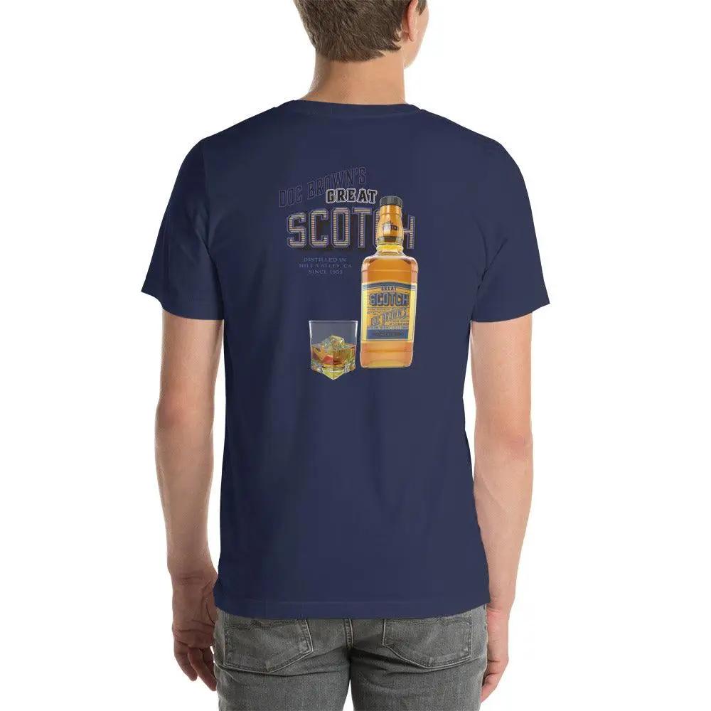 Doc Brown's Great Scotch Unisex t-shirt (BACK) VAWDesigns