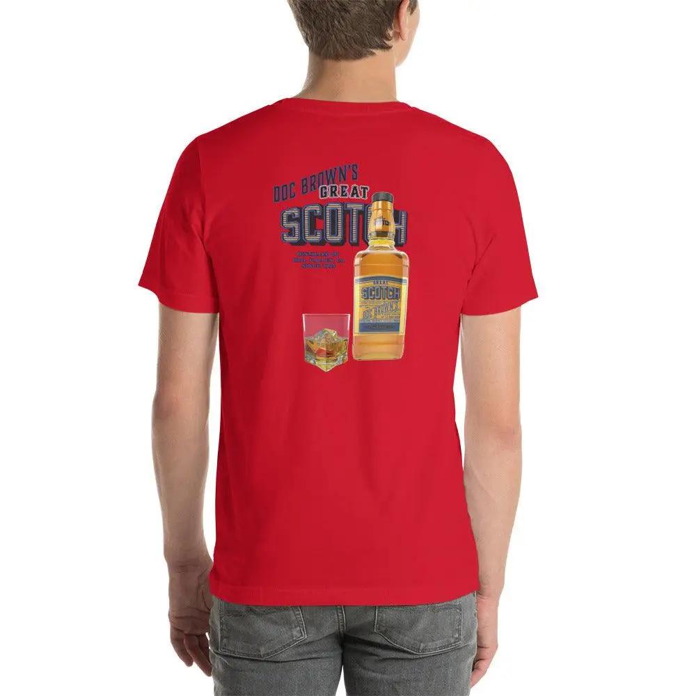 Doc Brown's Great Scotch Unisex t-shirt (BACK) VAWDesigns