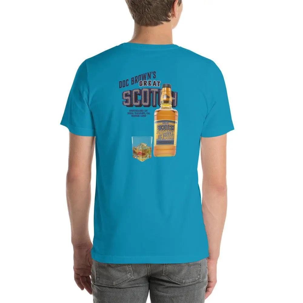 Doc Brown's Great Scotch Unisex t-shirt (BACK) VAWDesigns