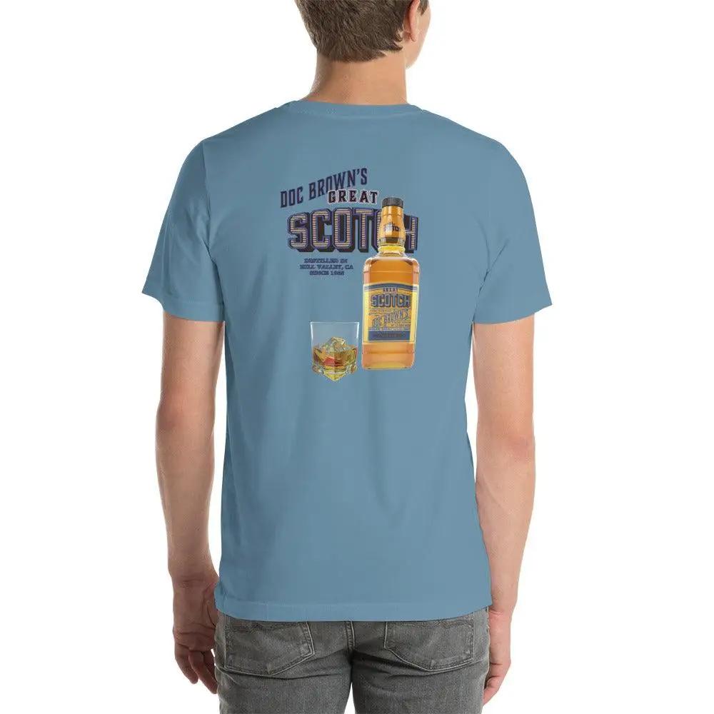 Doc Brown's Great Scotch Unisex t-shirt (BACK) VAWDesigns
