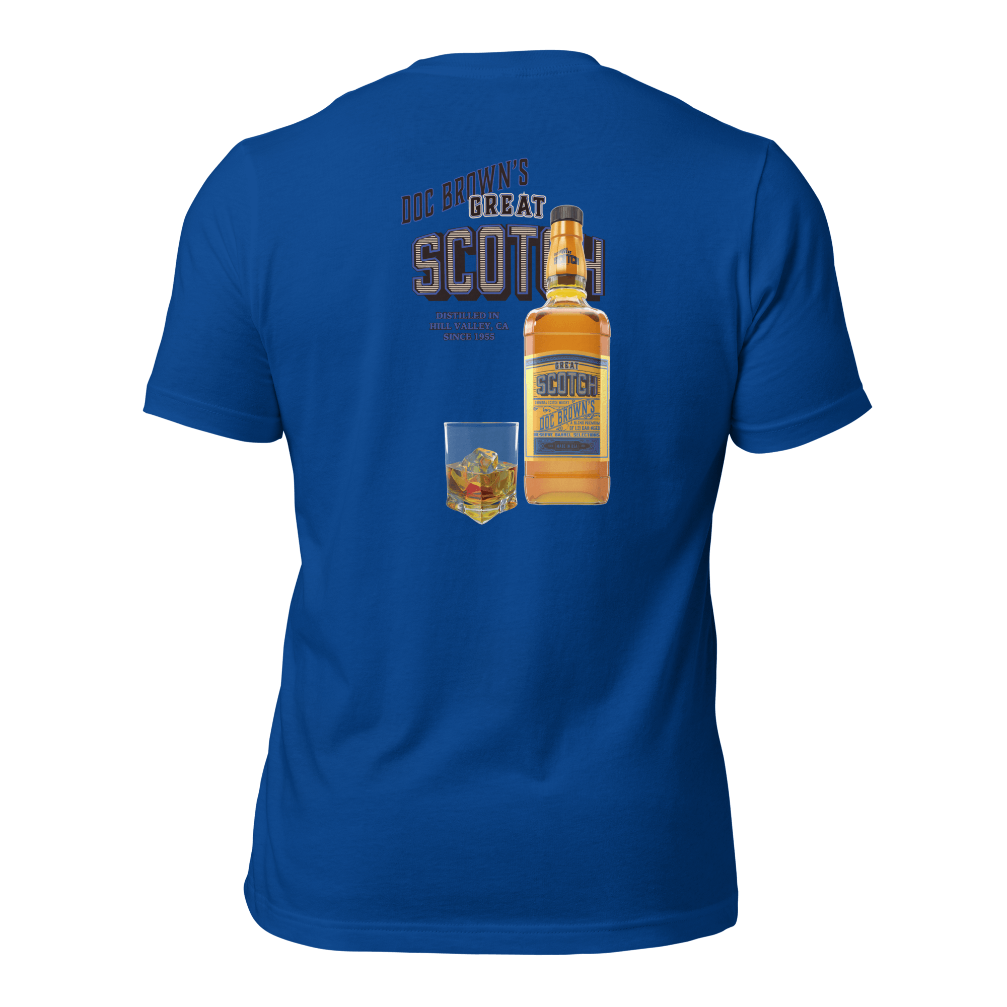 Doc Brown's Great Scotch Unisex t-shirt (BACK) VAWDesigns