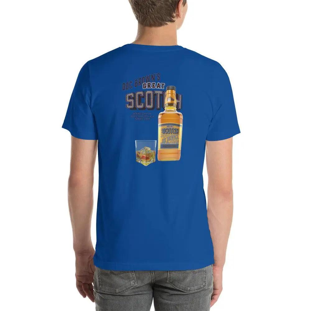 Doc Brown's Great Scotch Unisex t-shirt (BACK) VAWDesigns