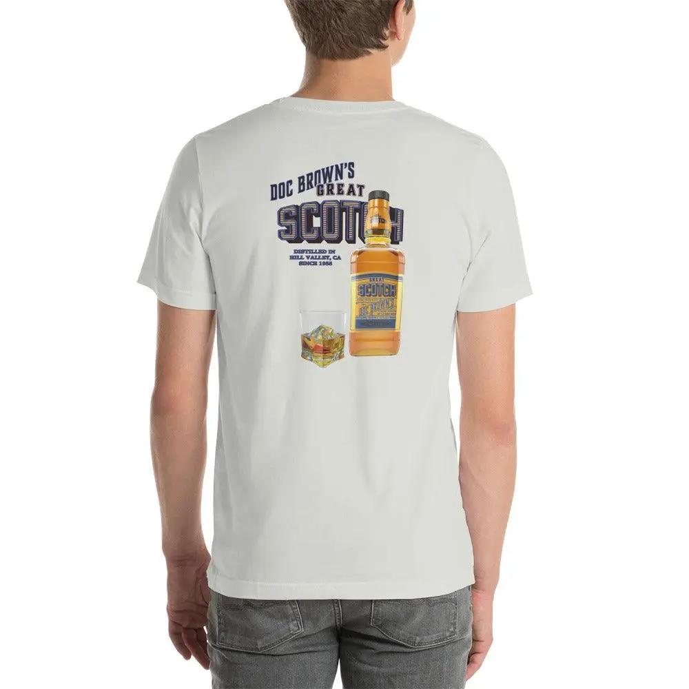 Doc Brown's Great Scotch Unisex t-shirt (BACK) VAWDesigns